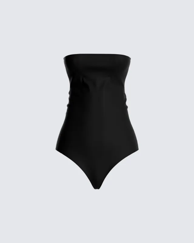 Vicky Black Strapless Bodysuit sold by Finesse