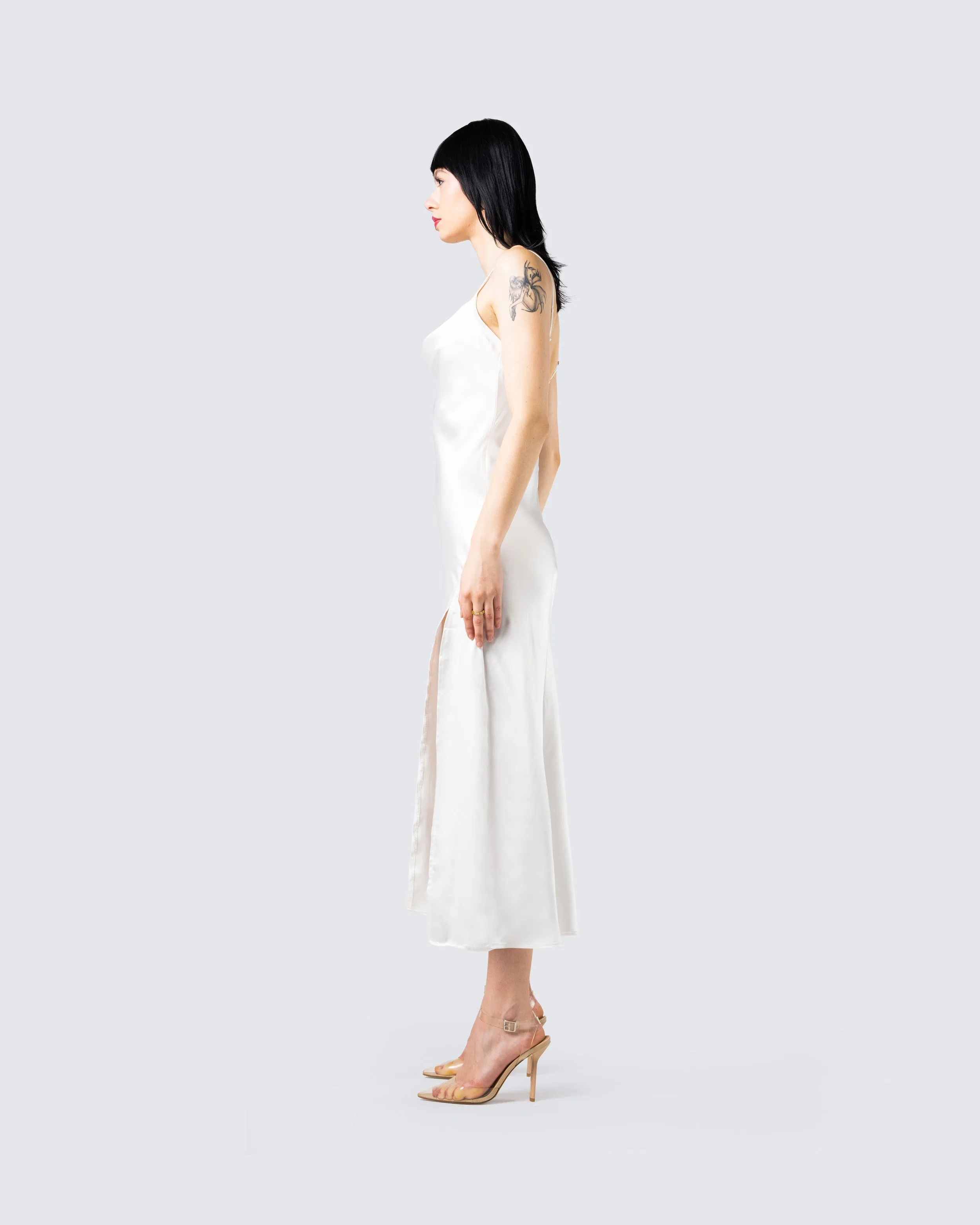 Alina White Satin Midi Dress sold by Finesse product image thumbnail 5