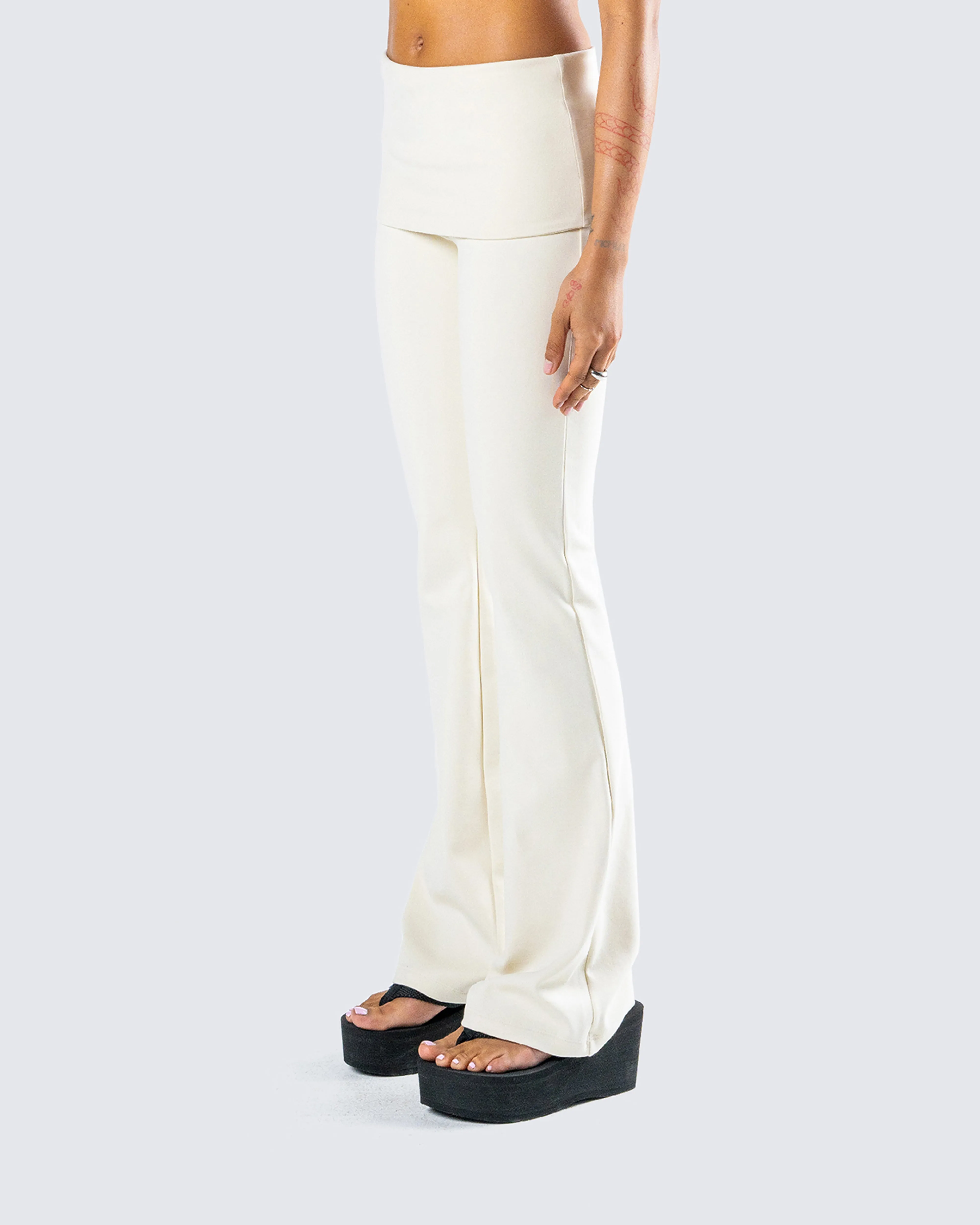 Leia Cream Foldover Legging sold by Finesse product image thumbnail 5