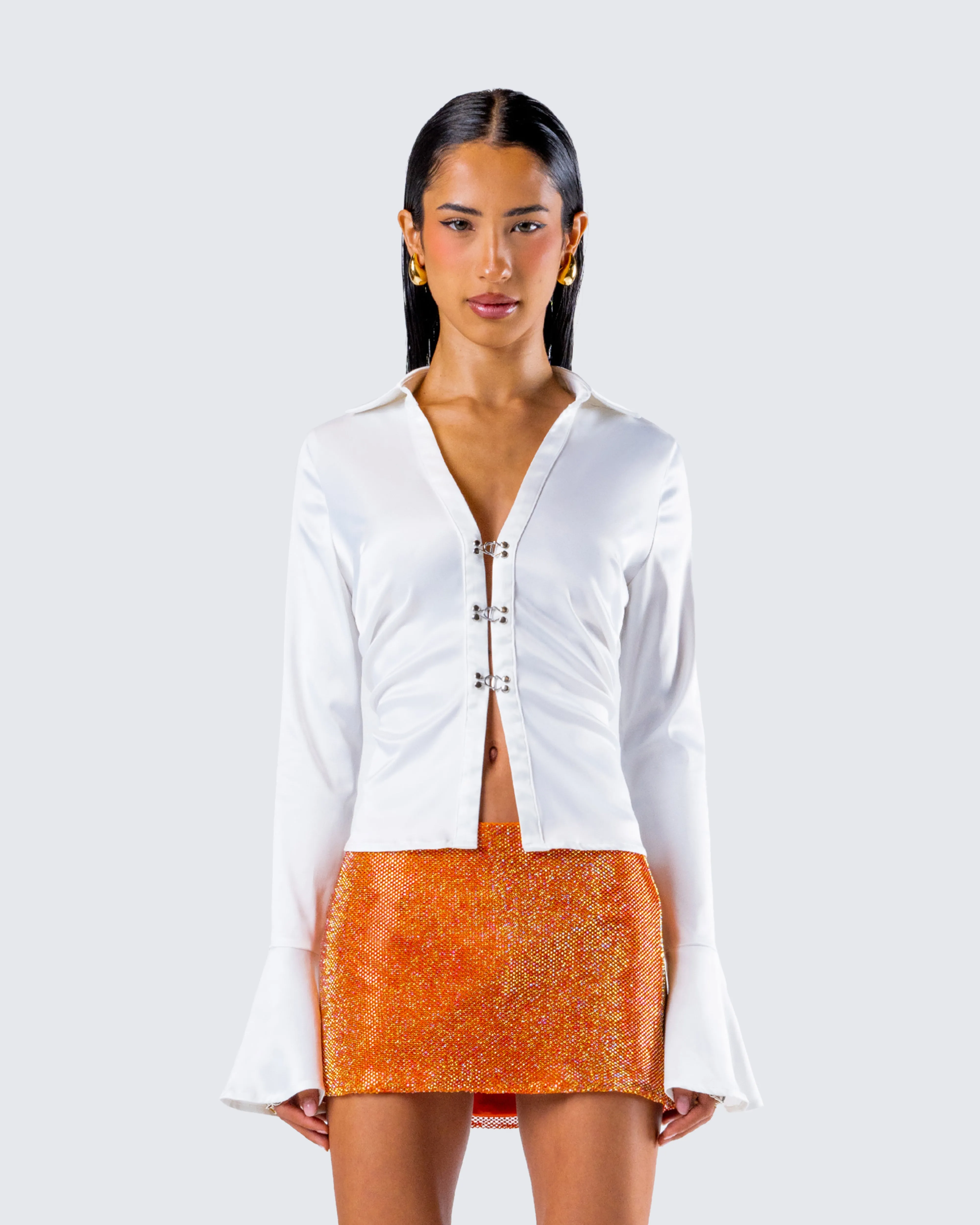 Grace White Satin Shirt sold by Finesse product image thumbnail 4