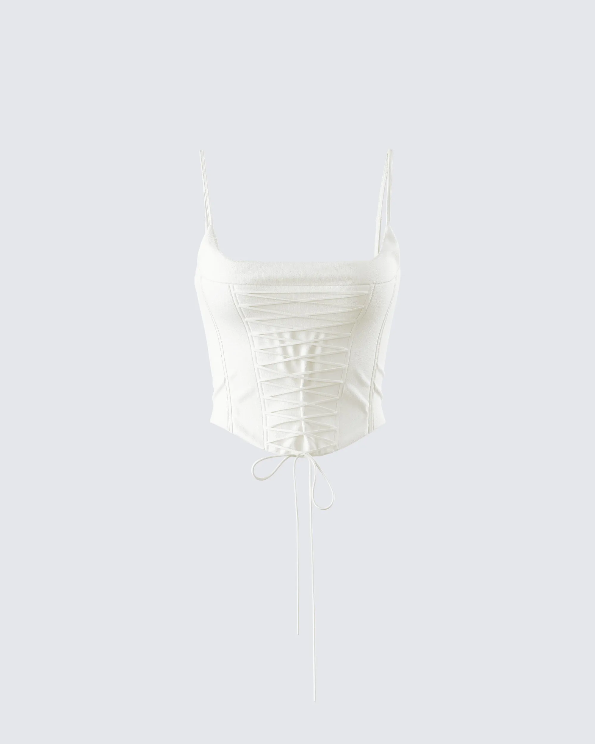 Malia Ivory Lace Up Corset Top sold by Finesse