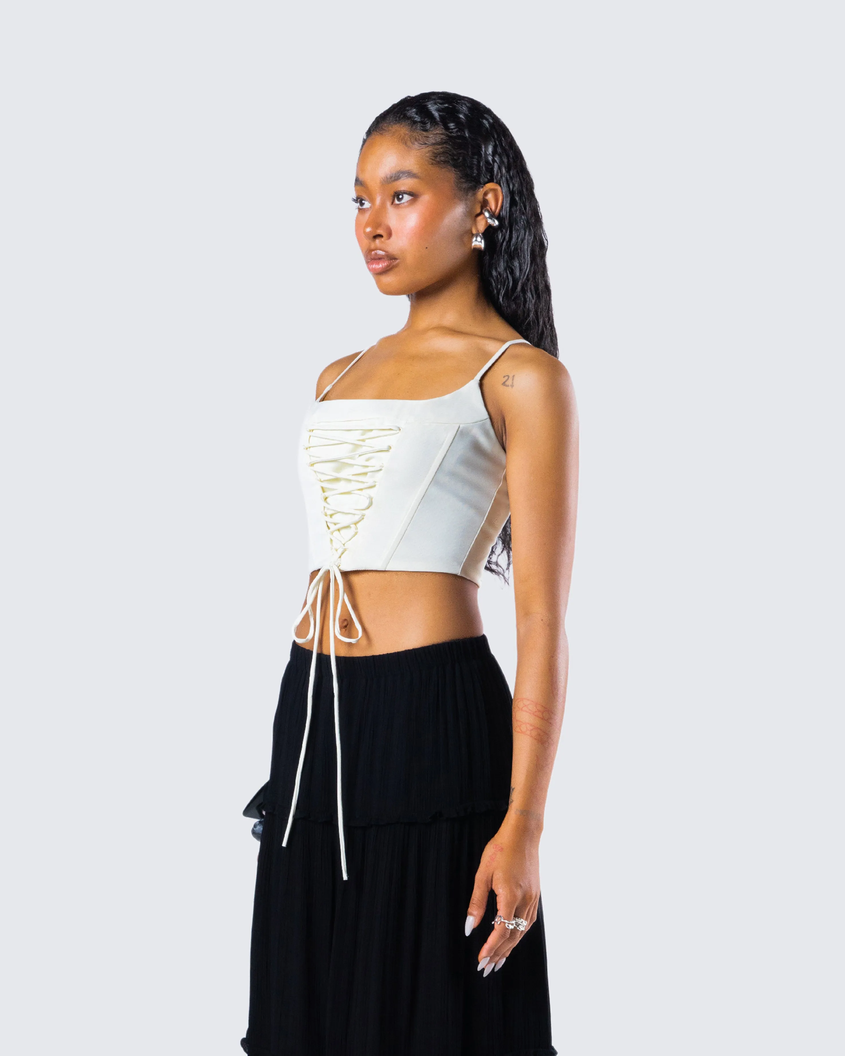 Malia Ivory Lace Up Corset Top sold by Finesse product image thumbnail 5