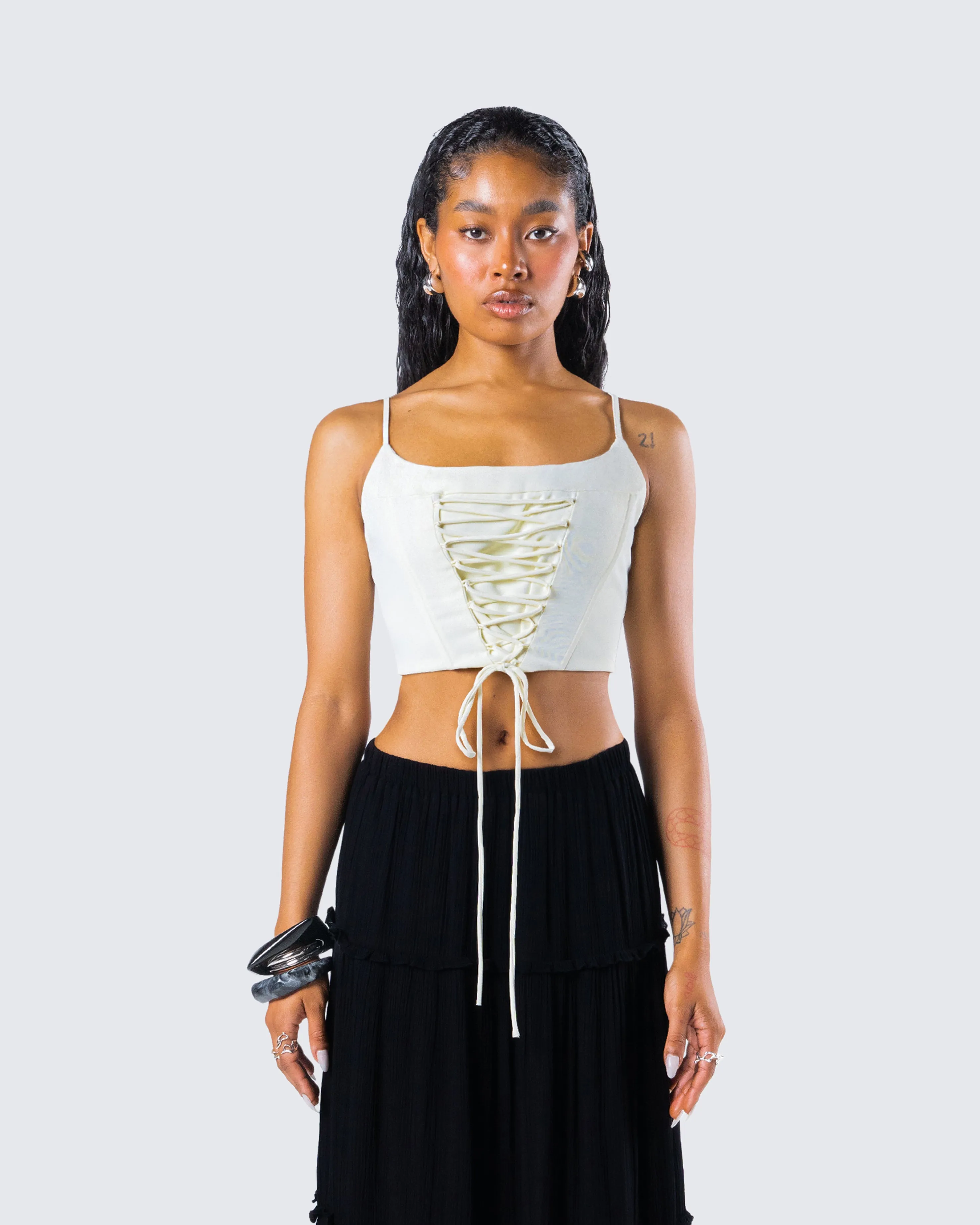 Malia Ivory Lace Up Corset Top sold by Finesse product image thumbnail 4