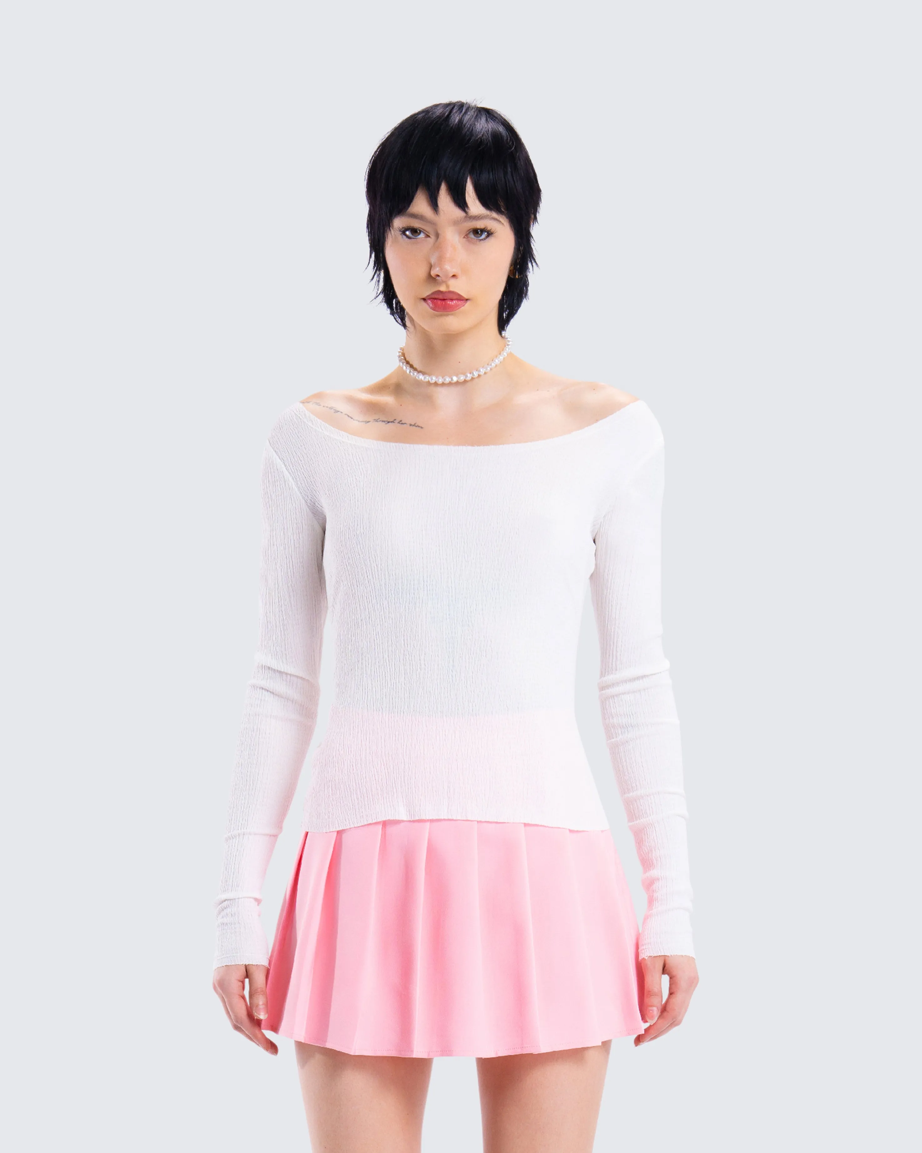 Leslie White Off Shoulder Top sold by Finesse product image thumbnail 4