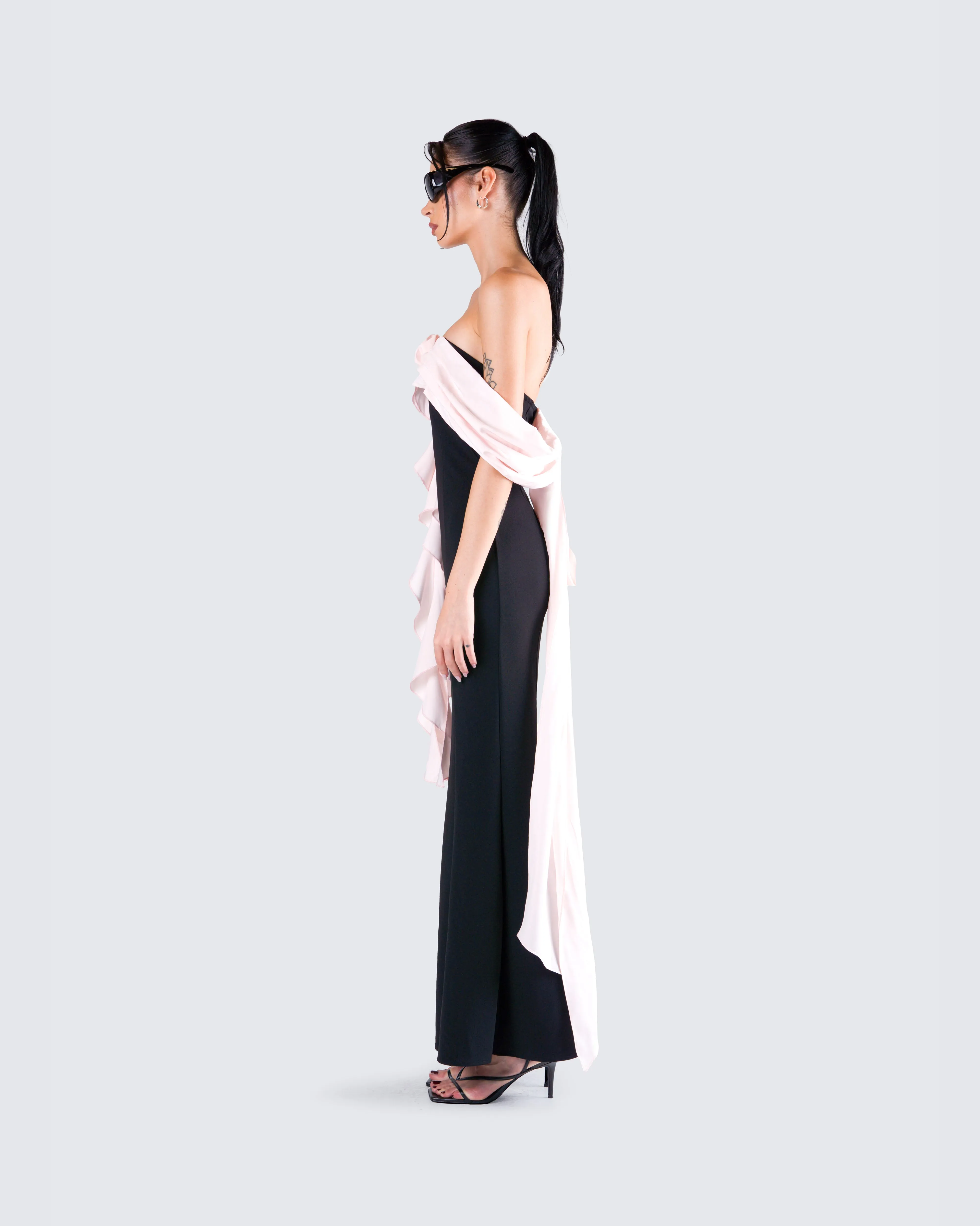 Ishita Black Draped Maxi Dress sold by Finesse product image thumbnail 5