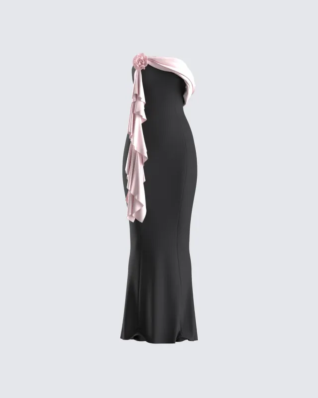 Ishita Black Draped Maxi Dress sold by Finesse
