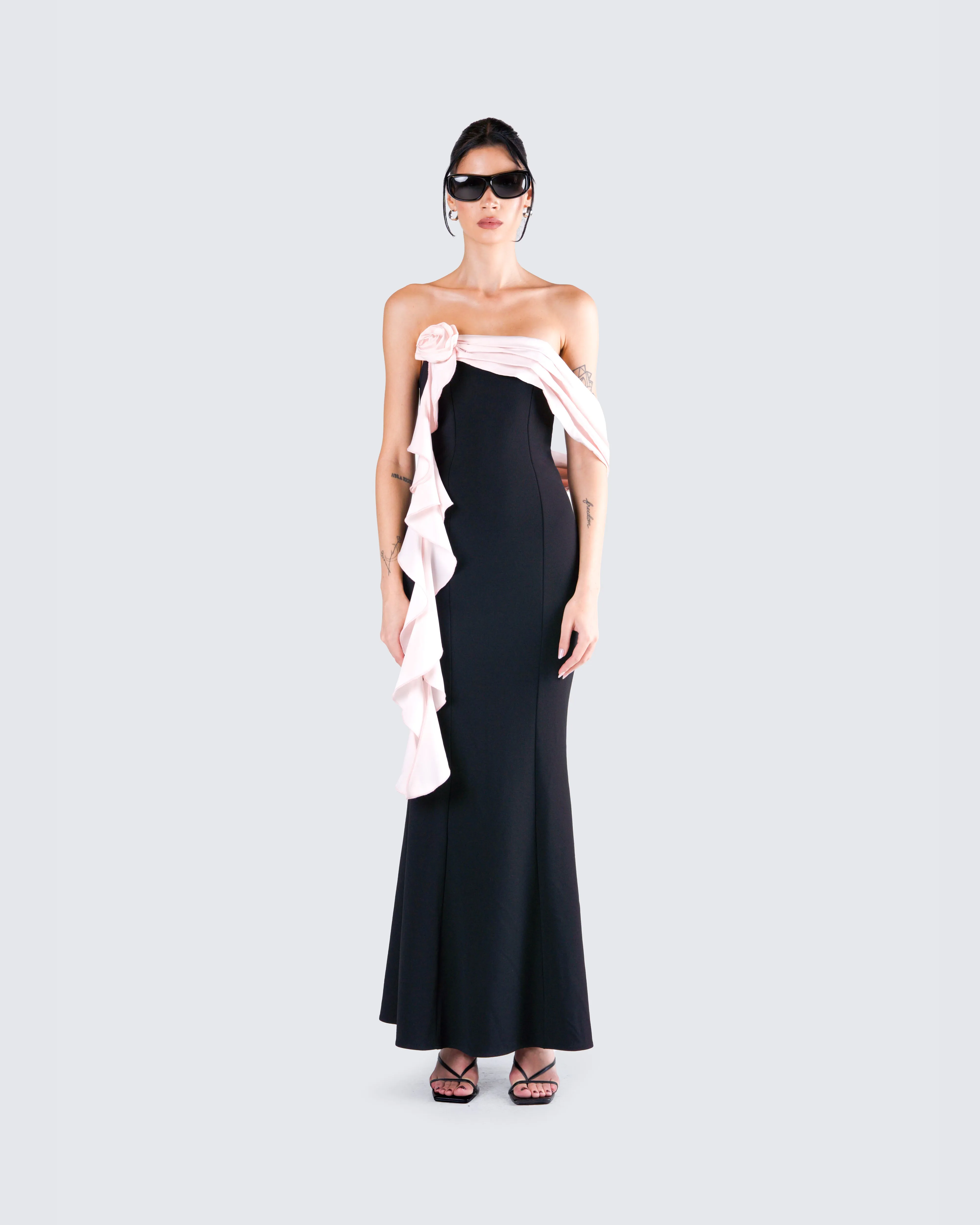 Ishita Black Draped Maxi Dress sold by Finesse product image thumbnail 4