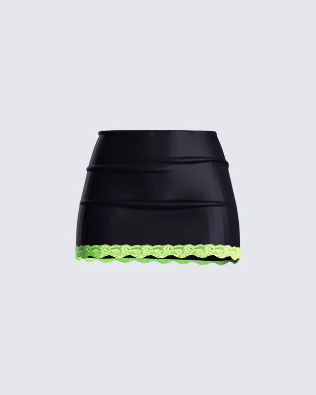 Nadya Black Satin Mini Skirt sold by Finesse