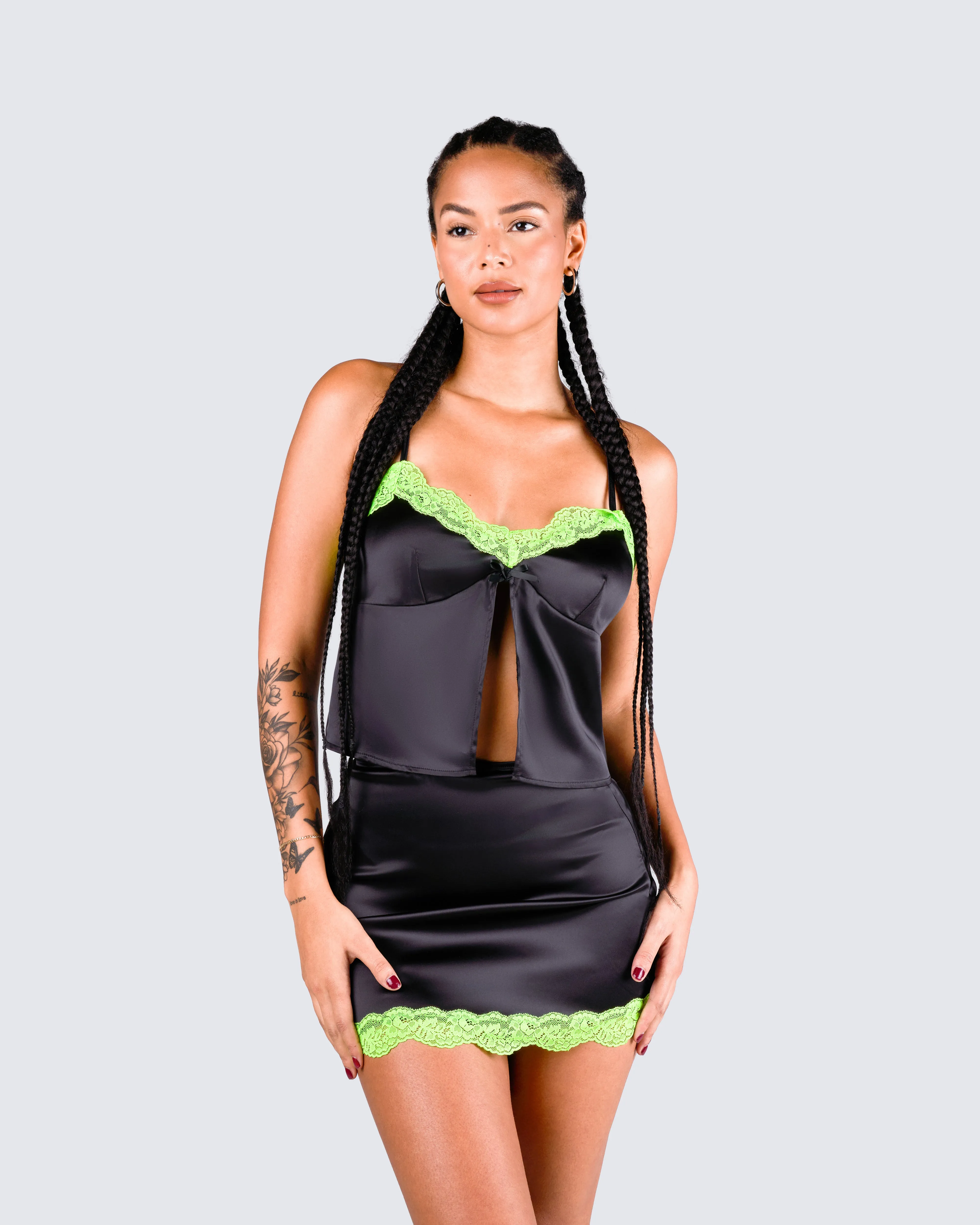 Nadya Black Satin Mini Skirt sold by Finesse product image thumbnail 4