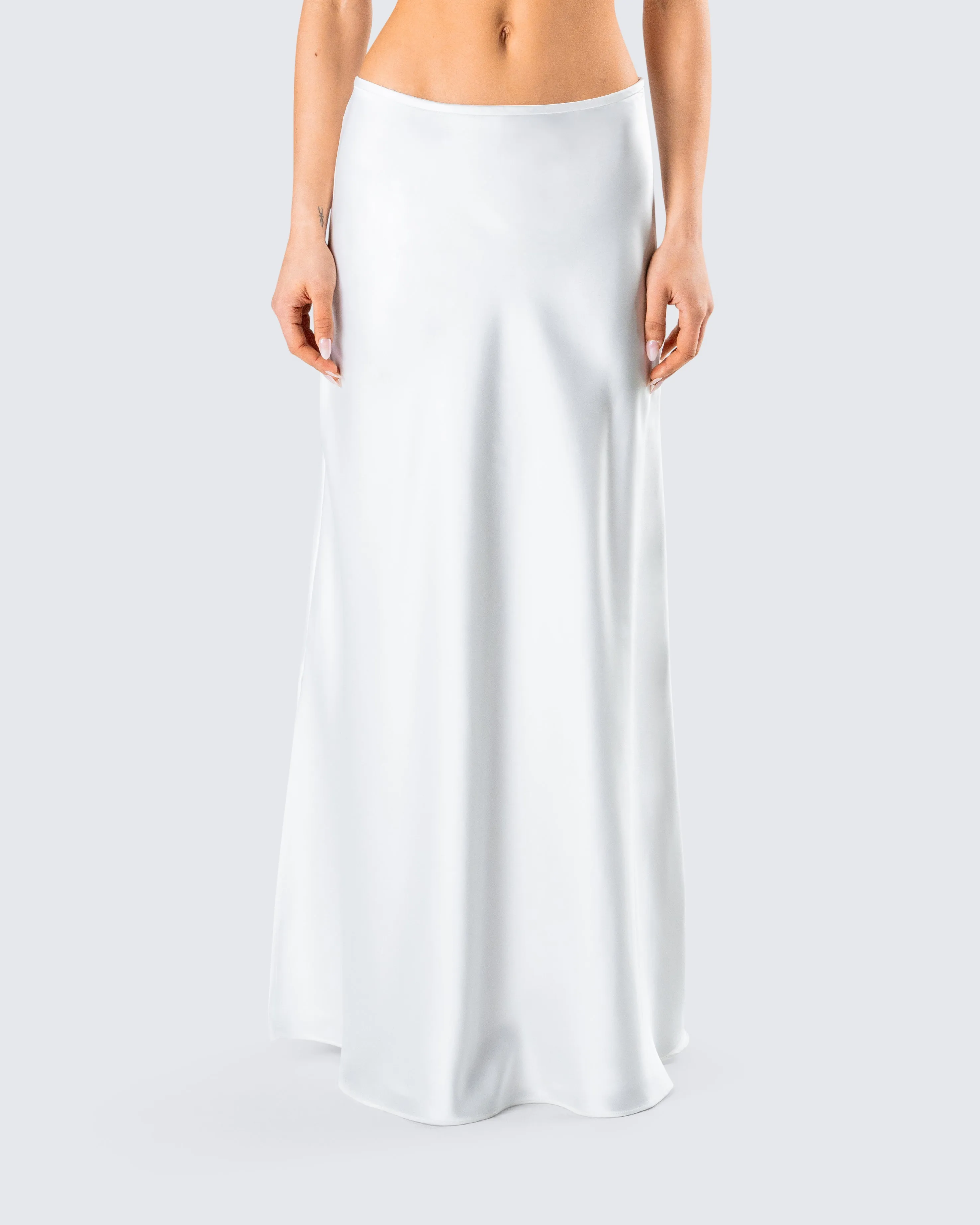 Amalie White Satin Maxi Skirt sold by Finesse product image thumbnail 4