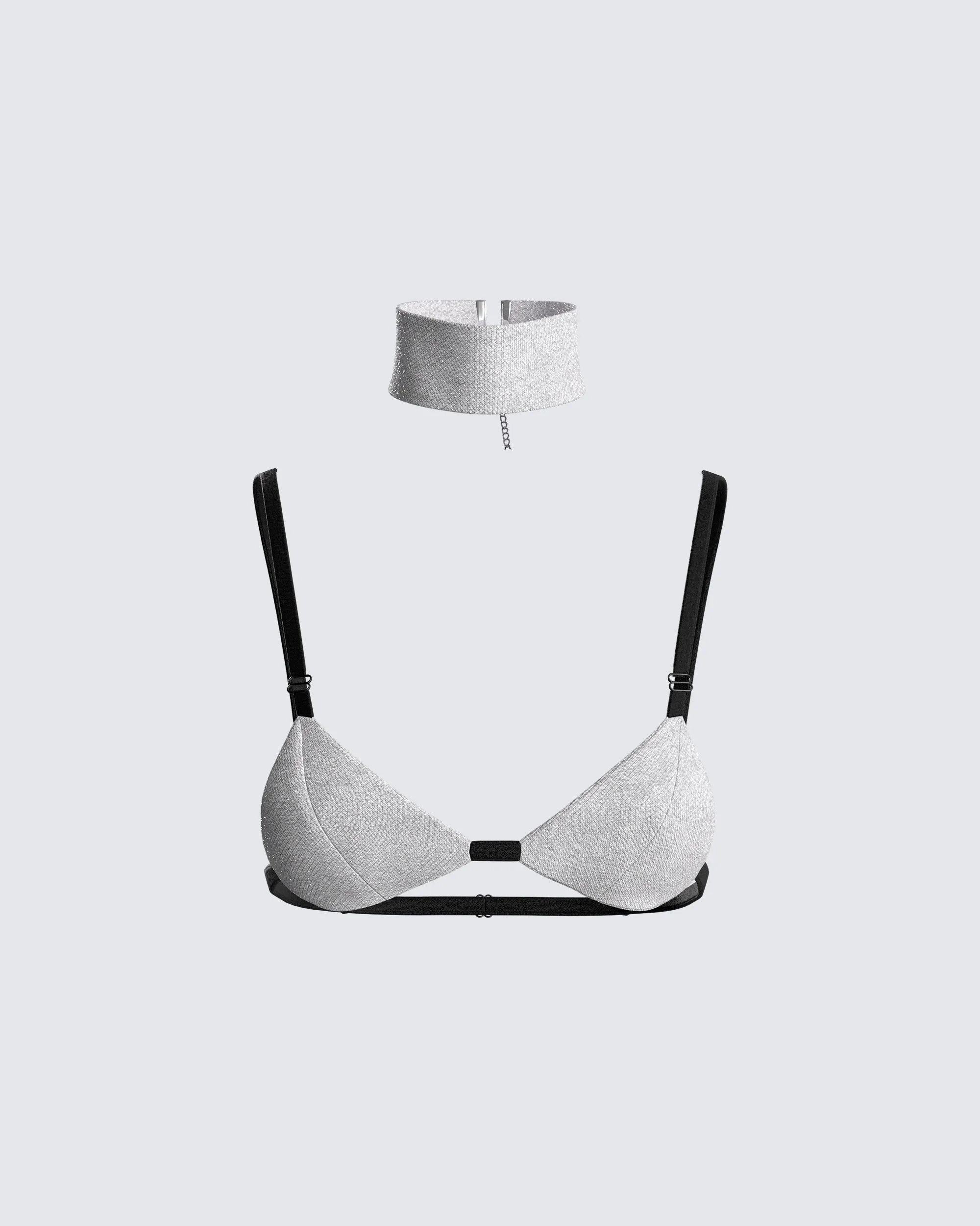 Harley Silver Bra Top & Choker sold by Finesse