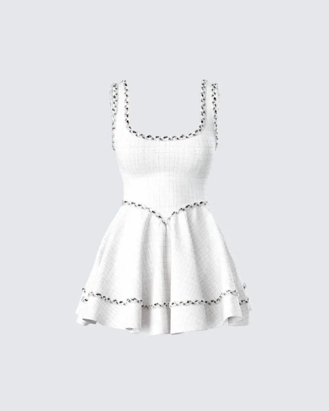 Lorene Ivory Tweed Mini Dress sold by Finesse