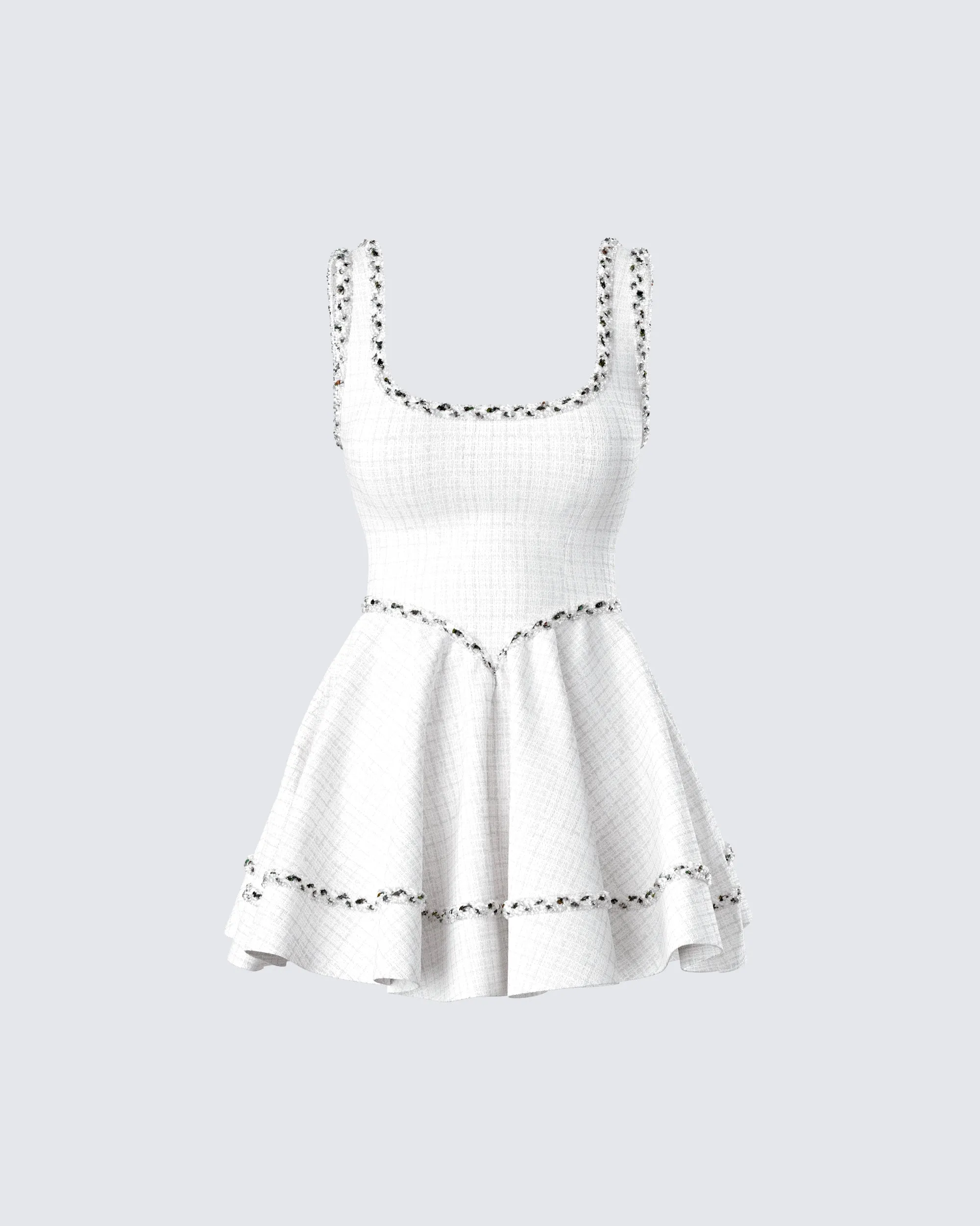 Lorene Ivory Tweed Mini Dress sold by Finesse