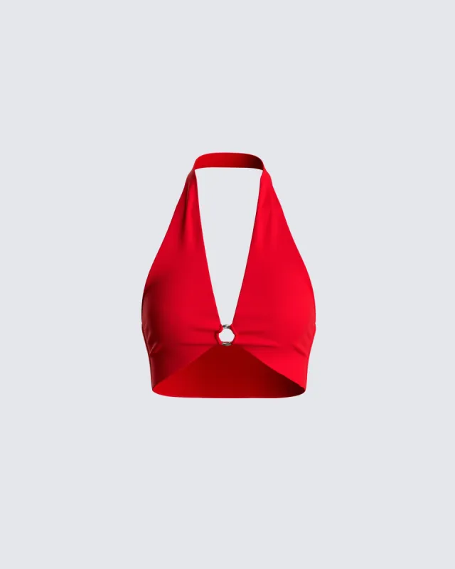 Carolina Red Halter Top sold by Finesse