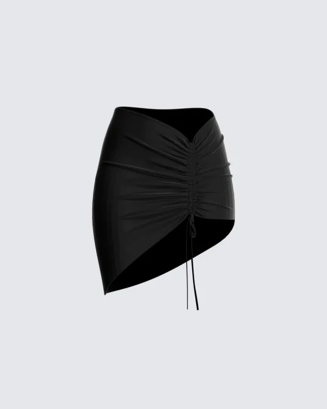 Sora Black Asymmetrical Skirt sold by Finesse
