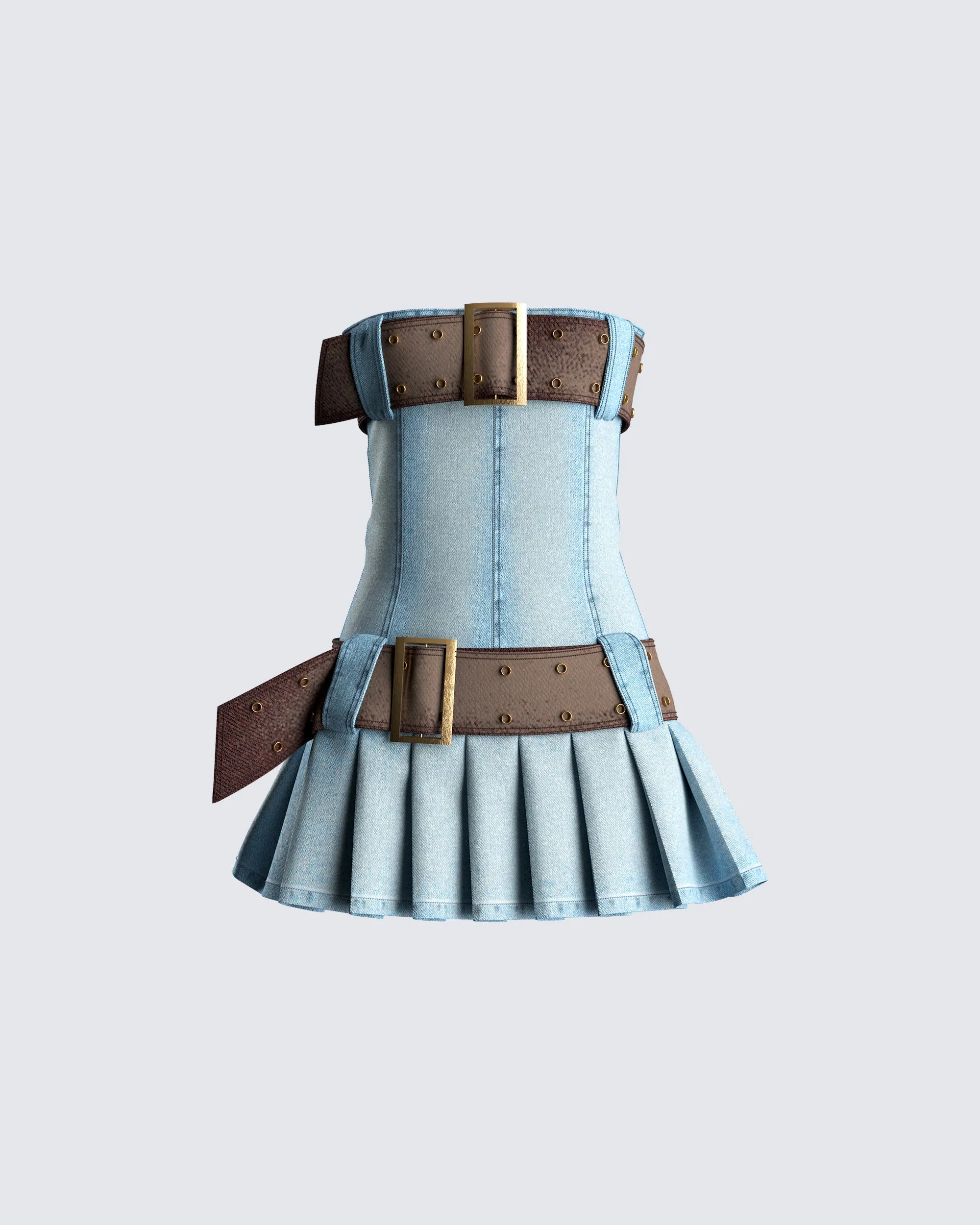 Cambry Blue Pleated Denim Dress sold by Finesse