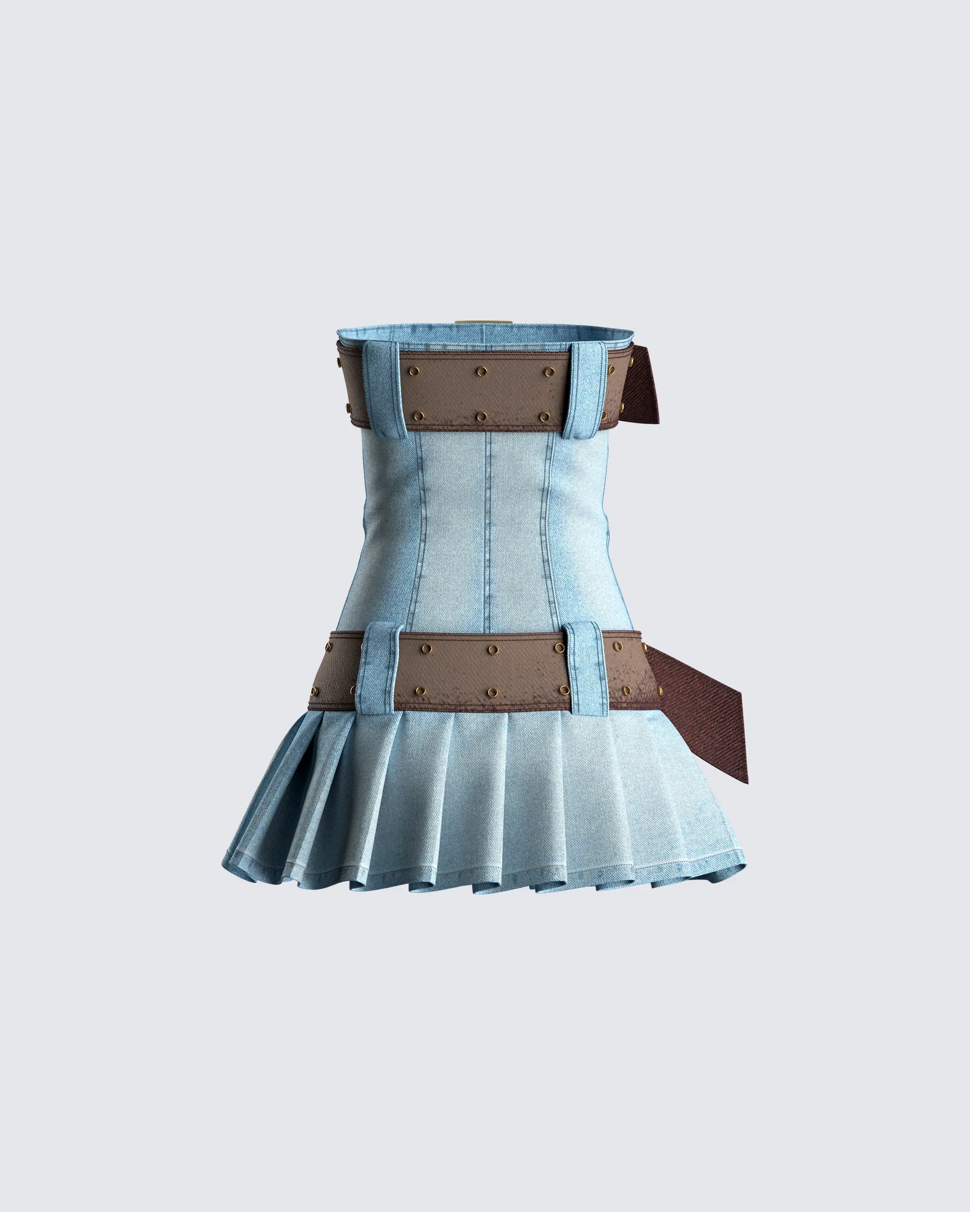 Cambry Blue Pleated Denim Dress sold by Finesse product image thumbnail 3