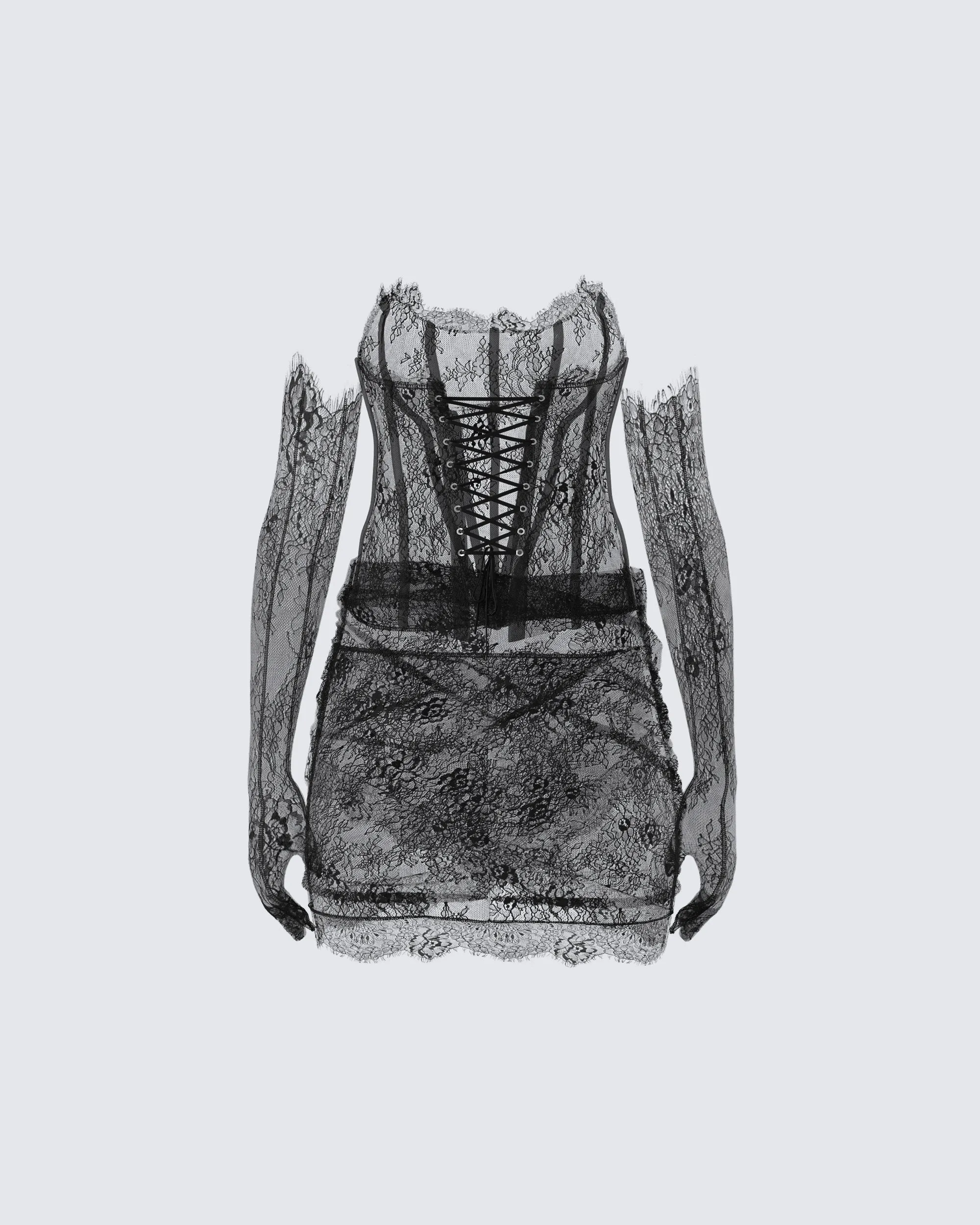 Devyn Black Lace Dress & Gloves sold by Finesse product image thumbnail 3