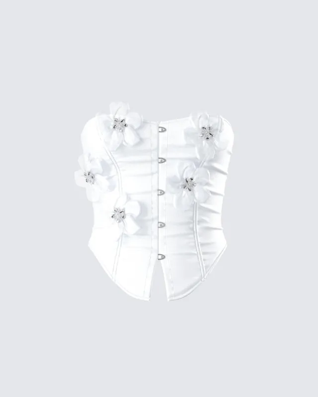 Rivi White Flower Corset Top sold by Finesse