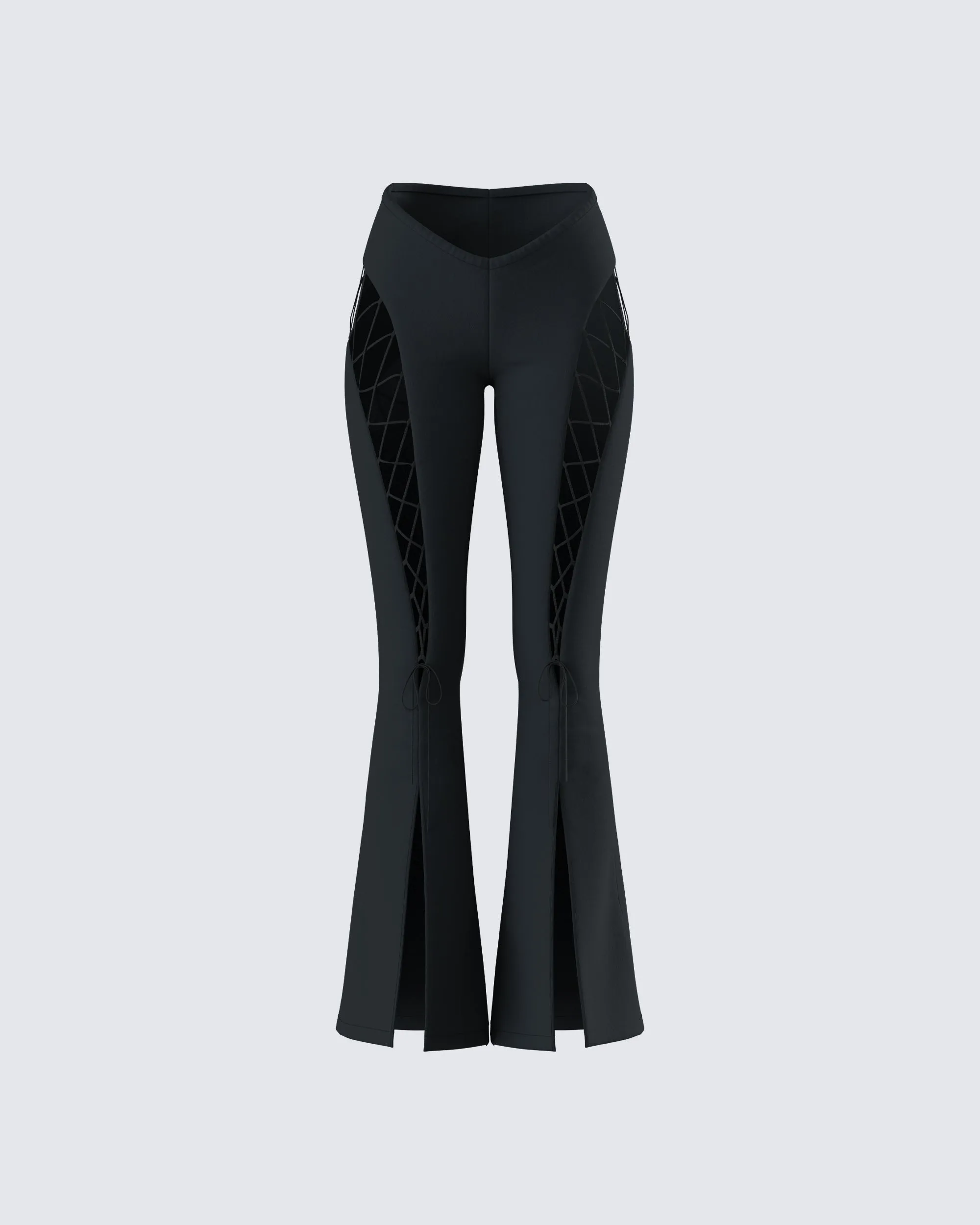 Juan Black Lace Up Flare Pant sold by Finesse