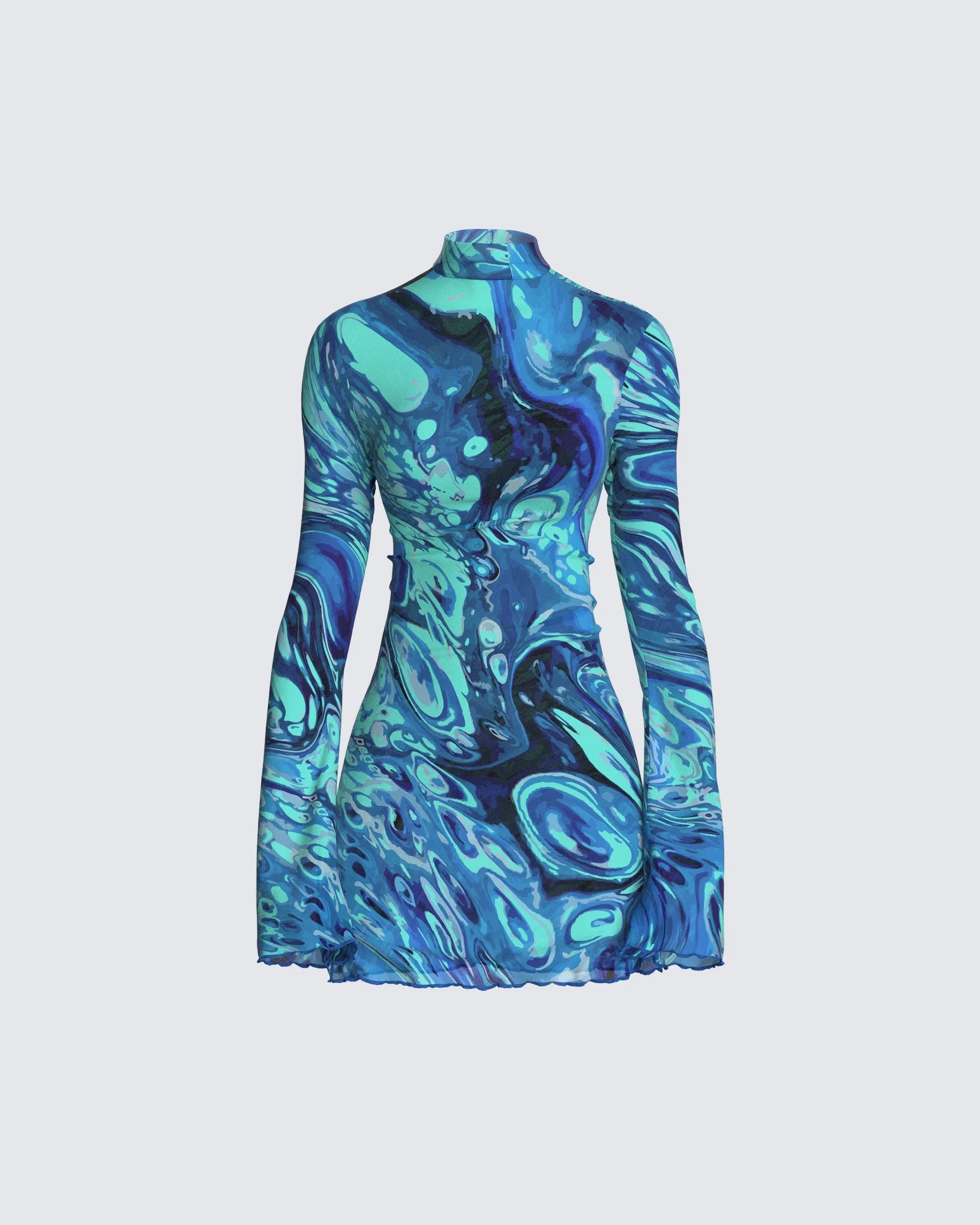 Dakota Turquoise Print Mini Dress sold by Finesse