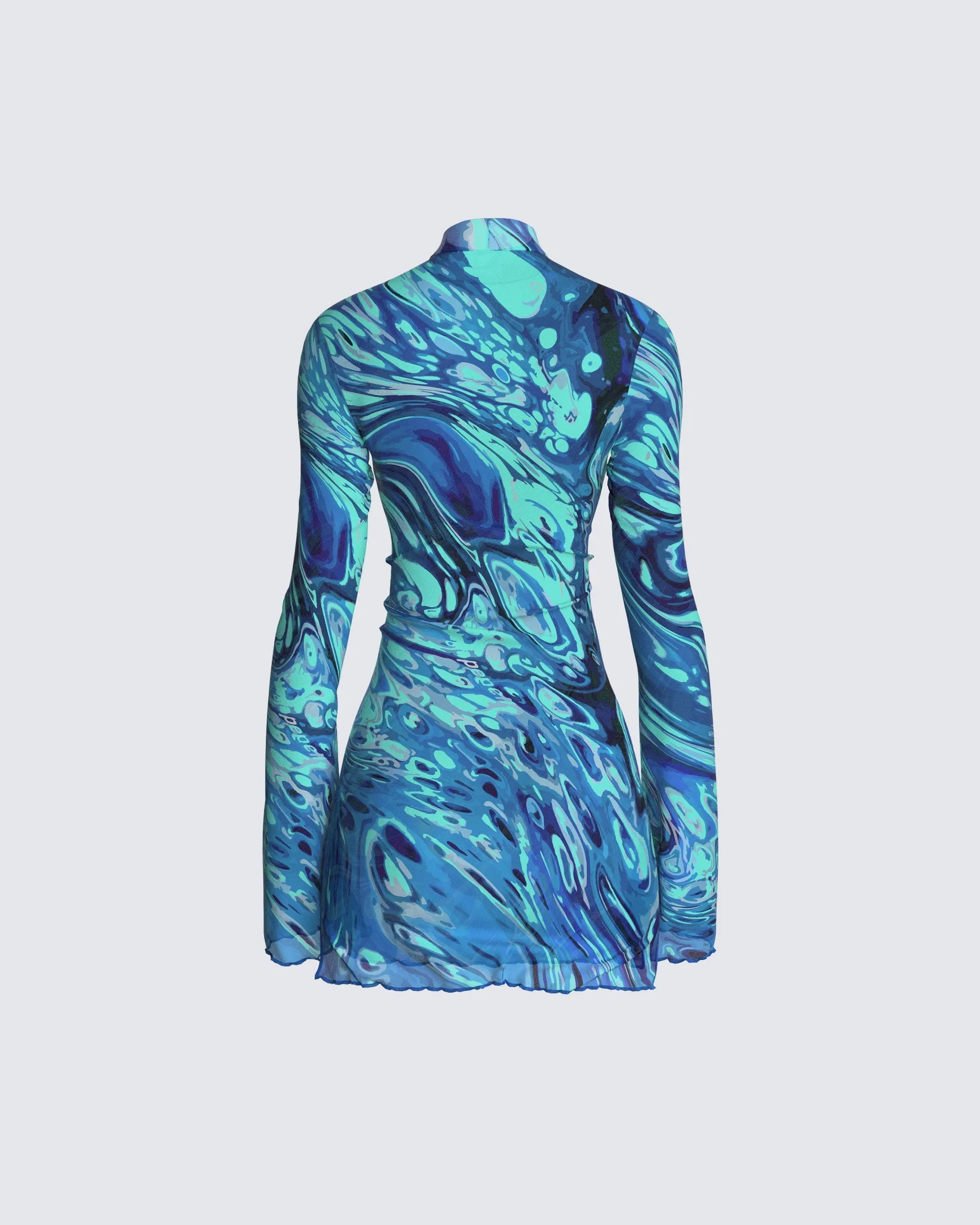 Dakota Turquoise Print Mini Dress sold by Finesse product image thumbnail 3