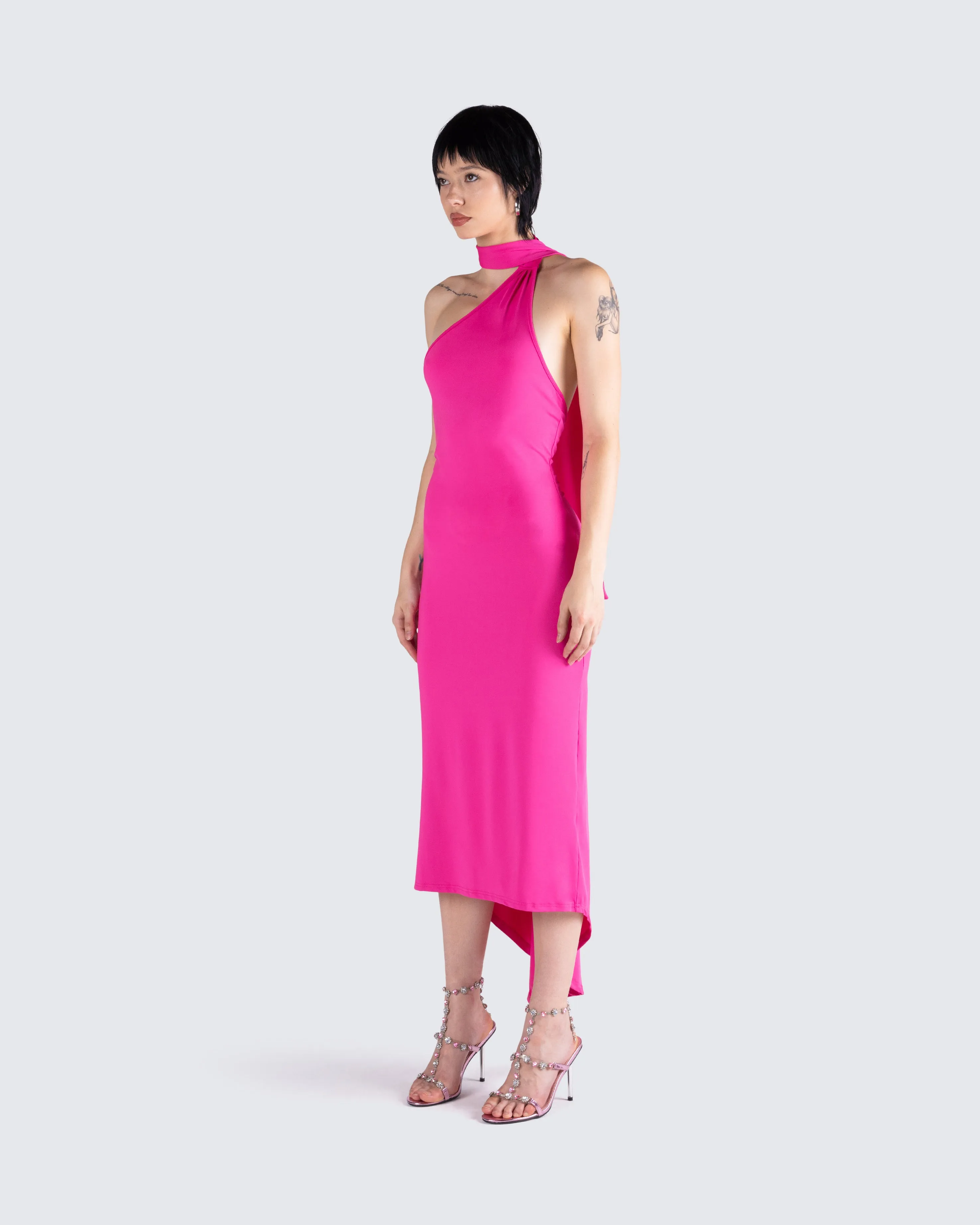 Toni Hot Pink One Shoulder Dress sold by Finesse product image thumbnail 5