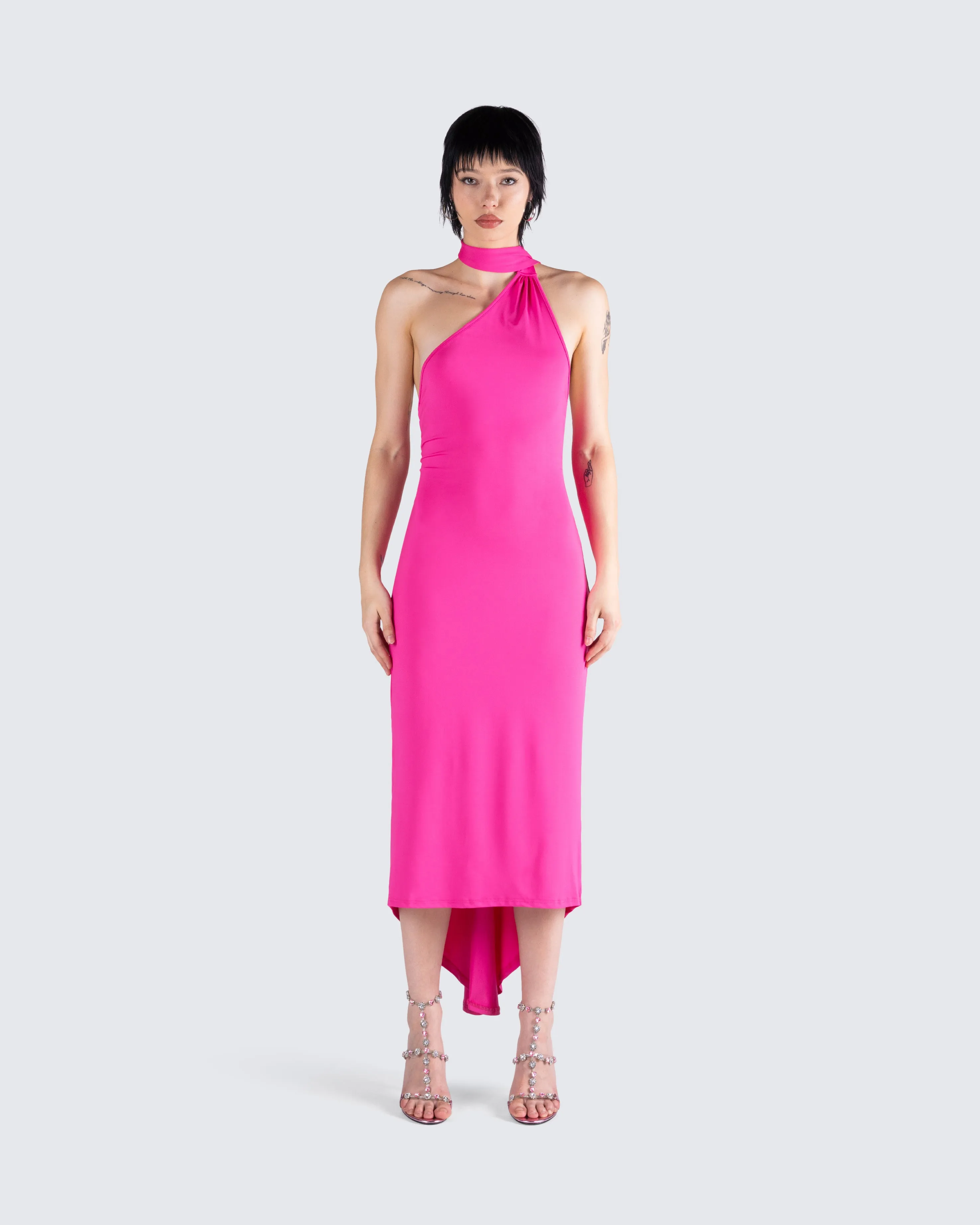 Toni Hot Pink One Shoulder Dress sold by Finesse product image thumbnail 4