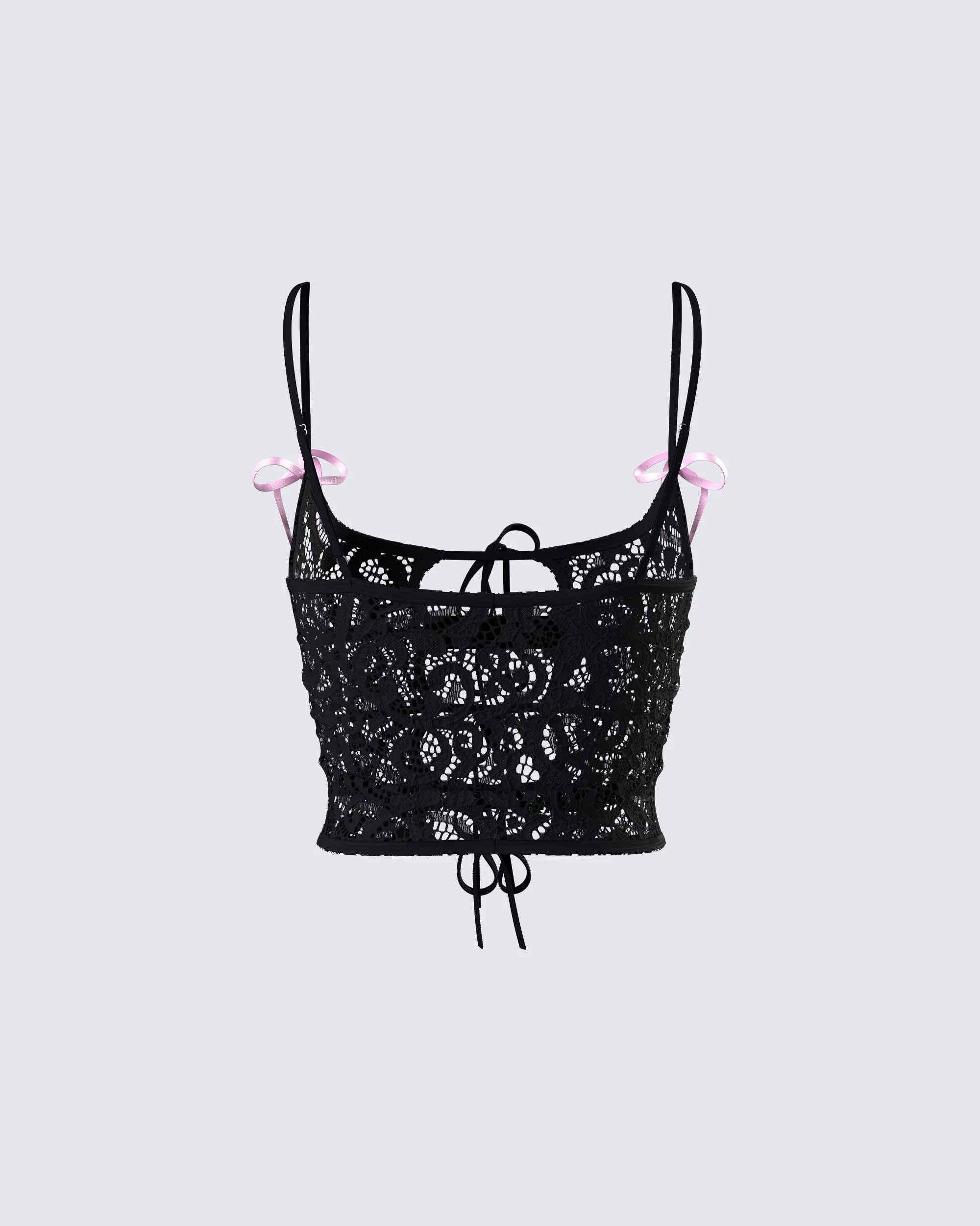 Halsey Black Lace Tie Front Top sold by Finesse product image thumbnail 3