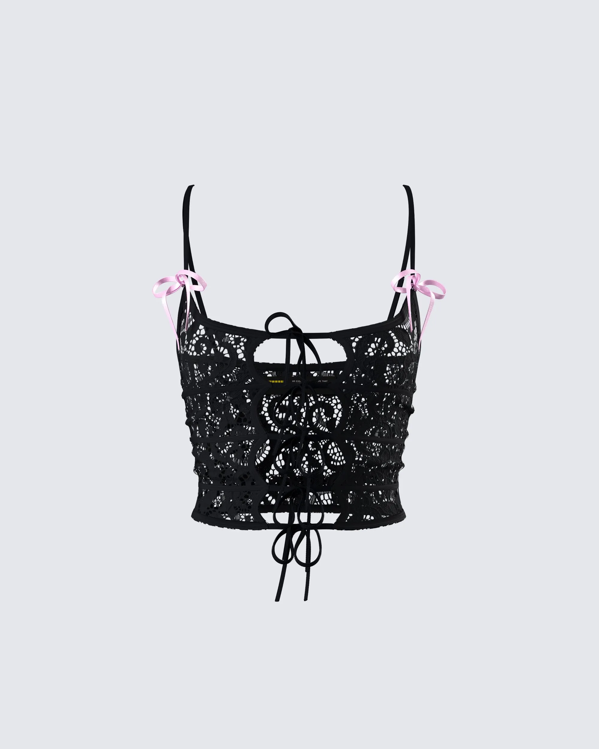 Halsey Black Lace Tie Front Top sold by Finesse