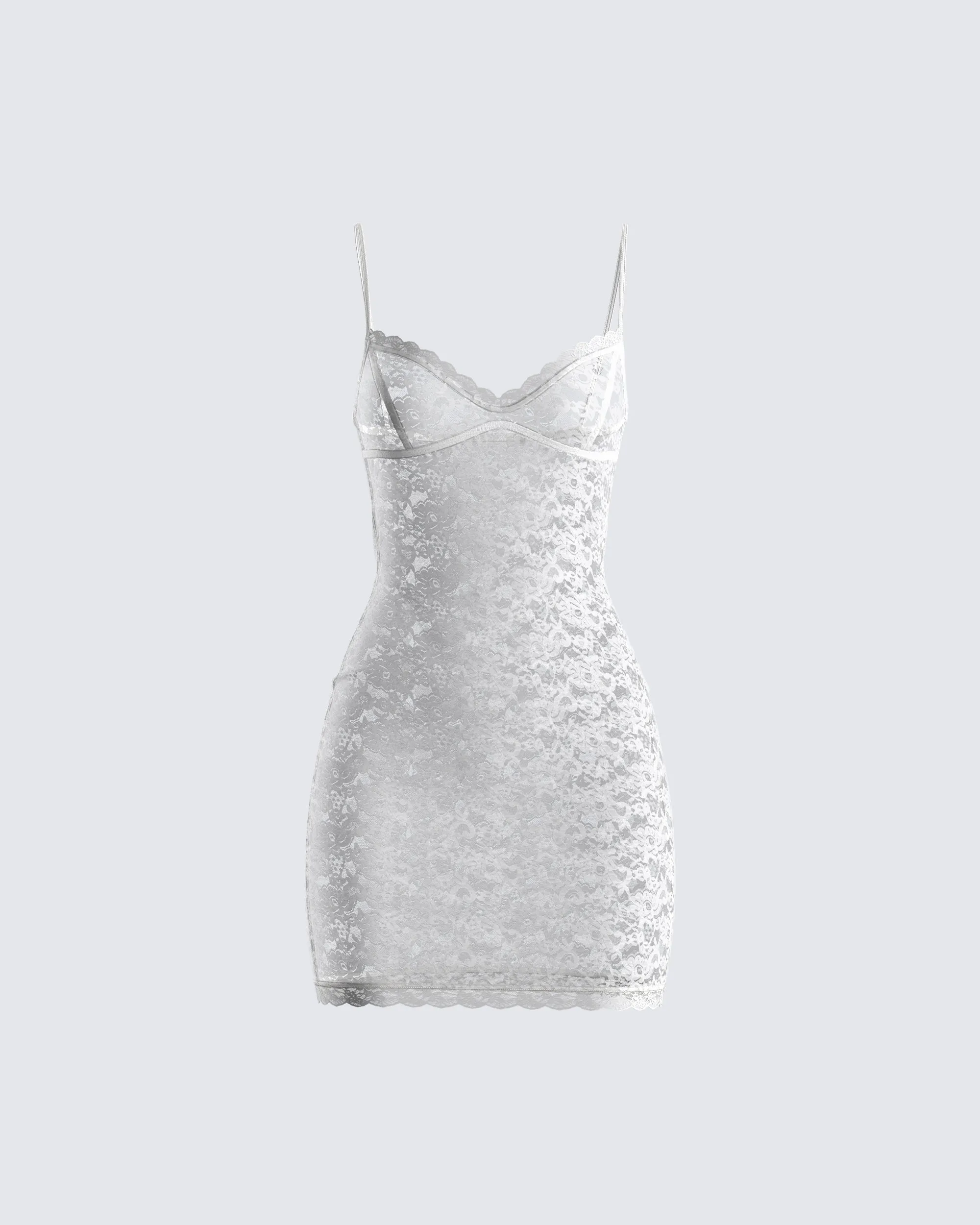 Caterina White Lace Mini Dress sold by Finesse
