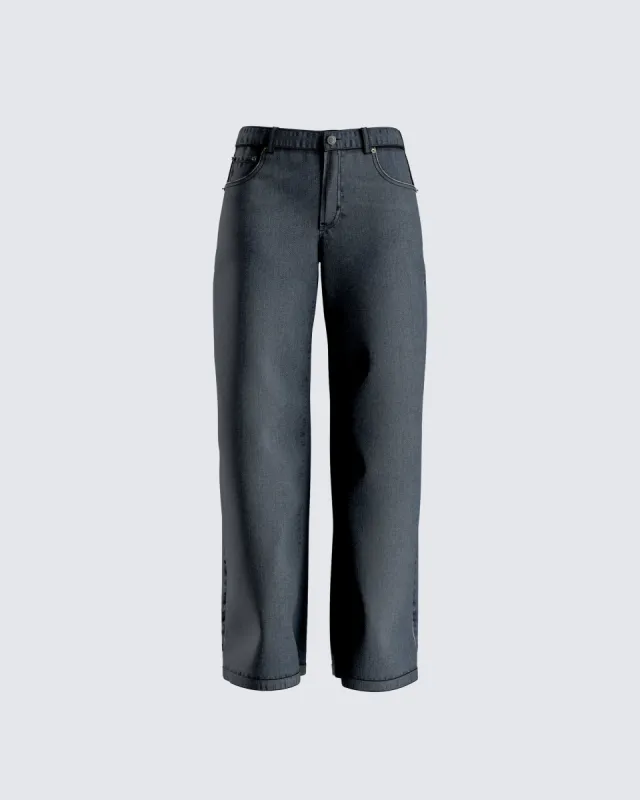 Frieda Grey Denim Wide Leg Jean sold by Finesse