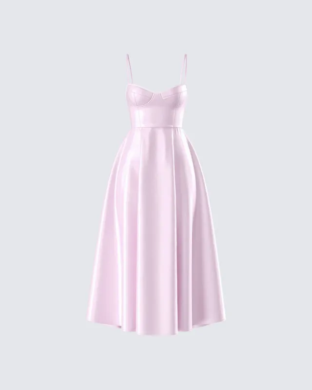Eulla Pink Satin Midi Dress sold by Finesse