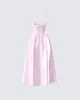 Eulla Pink Satin Midi Dress sold by Finesse