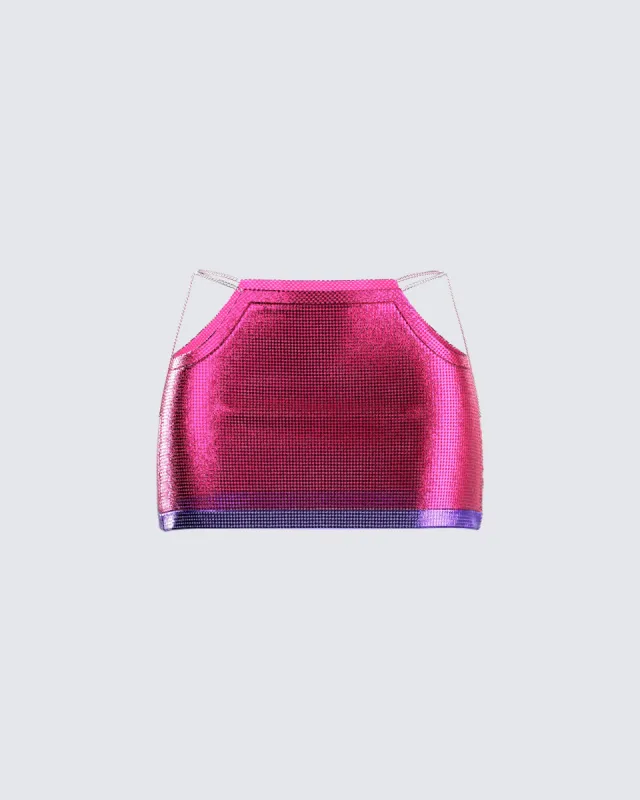 Jessa Hot Pink Chainmail Skirt sold by Finesse