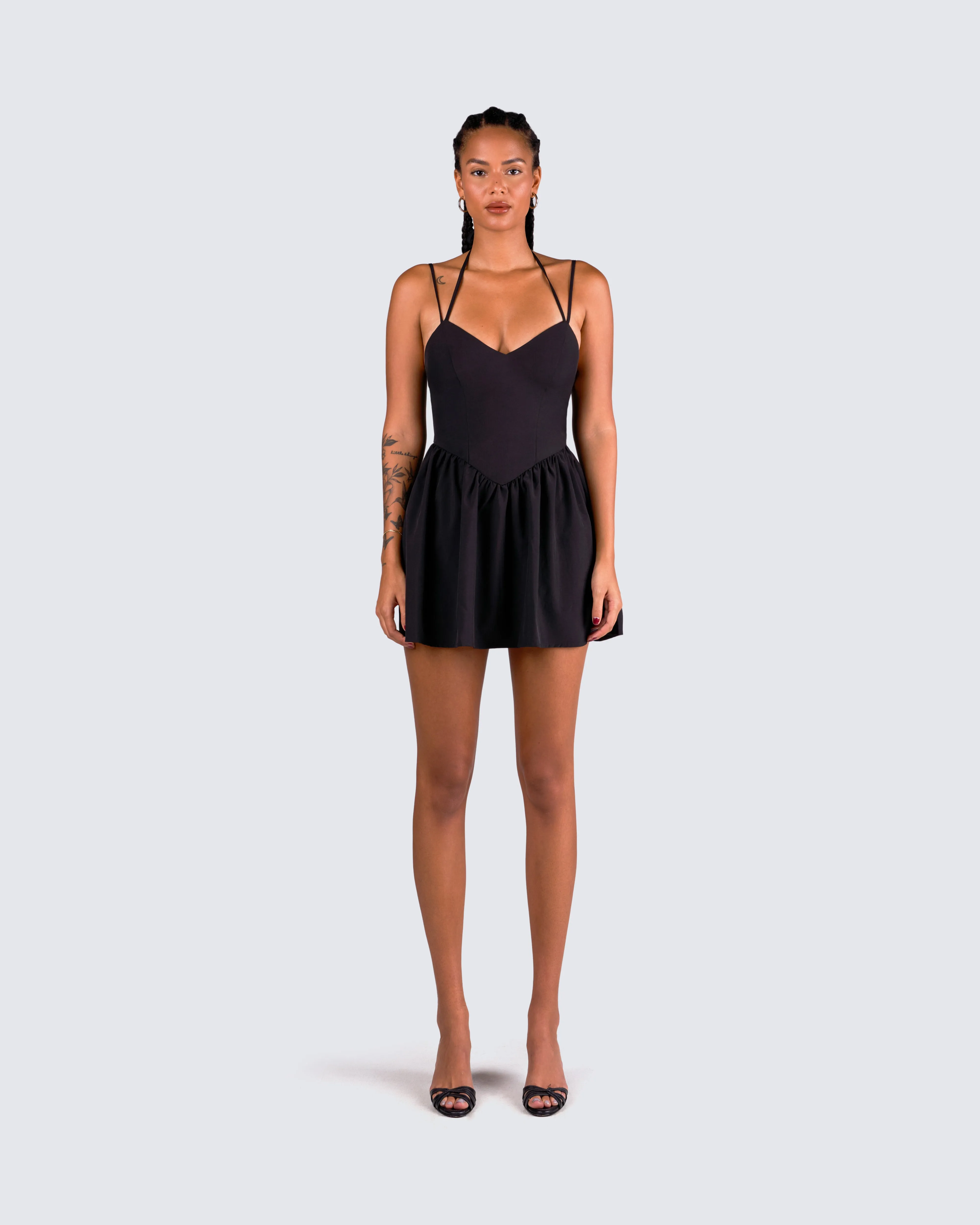 Lorella Black Poplin Mini Dress sold by Finesse product image thumbnail 4
