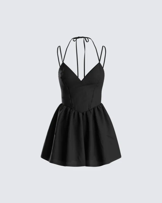 Lorella Black Poplin Mini Dress sold by Finesse