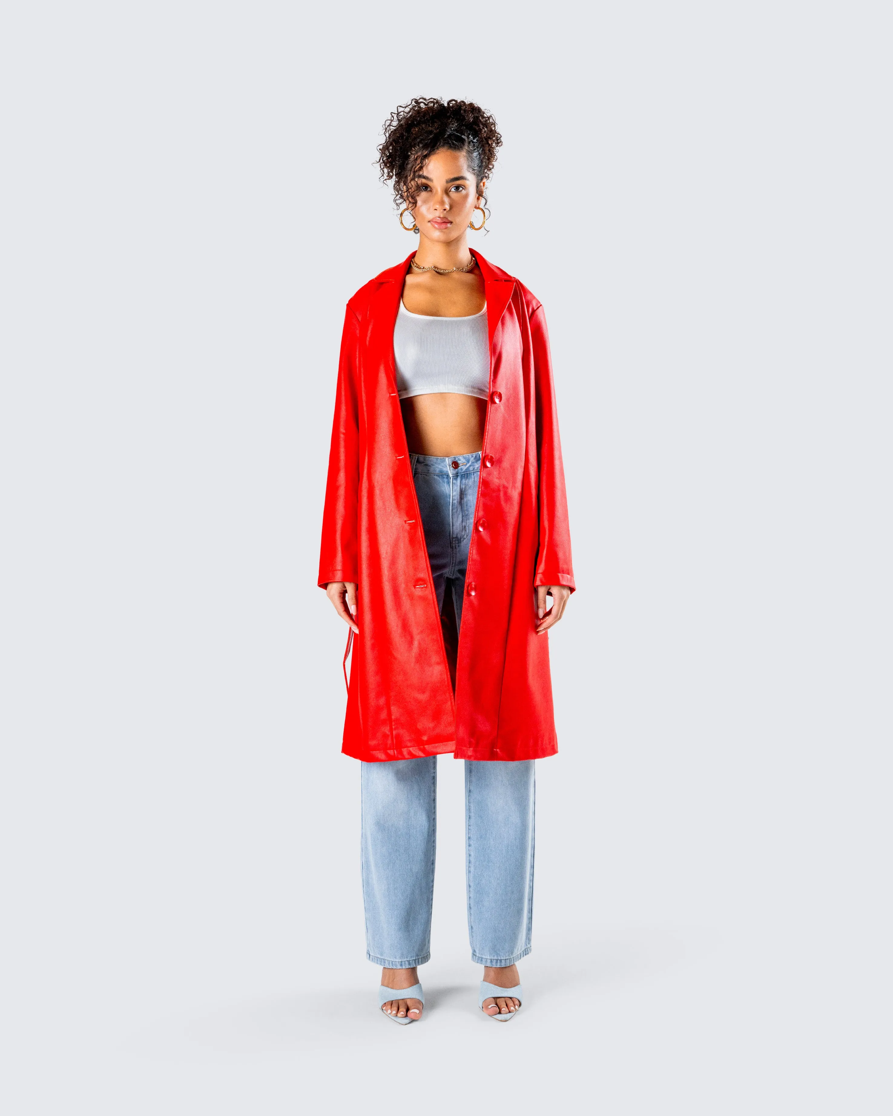Nadja Red Vegan Leather Coat sold by Finesse product image thumbnail 4