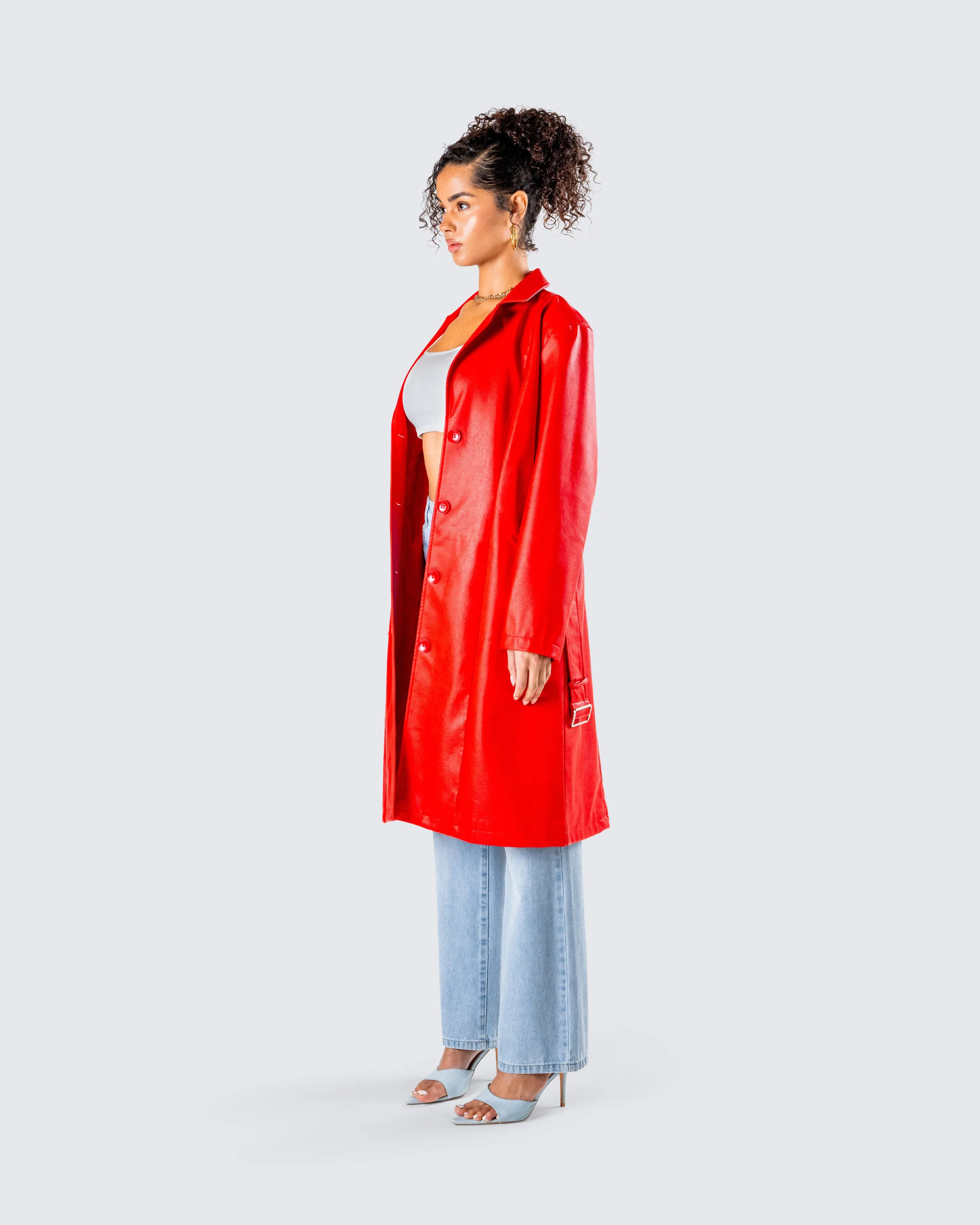 Nadja Red Vegan Leather Coat sold by Finesse product image thumbnail 5