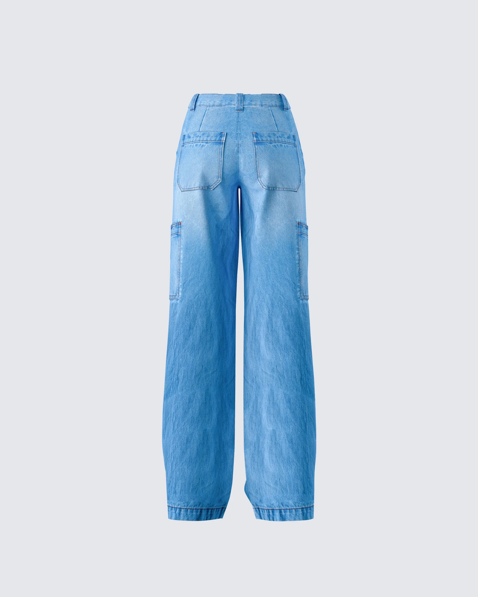 Blossom Blue Cargo Denim Pant sold by Finesse product image thumbnail 3