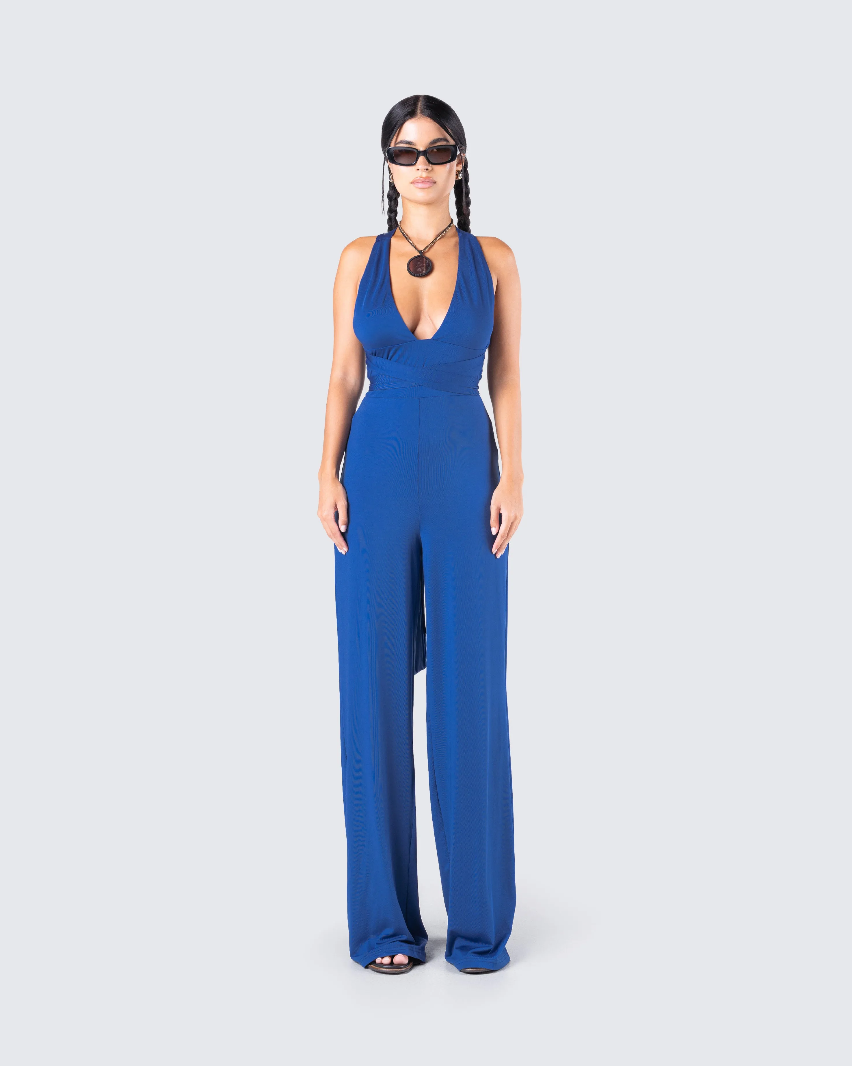 Valentina Blue Halter Jumpsuit sold by Finesse product image thumbnail 4