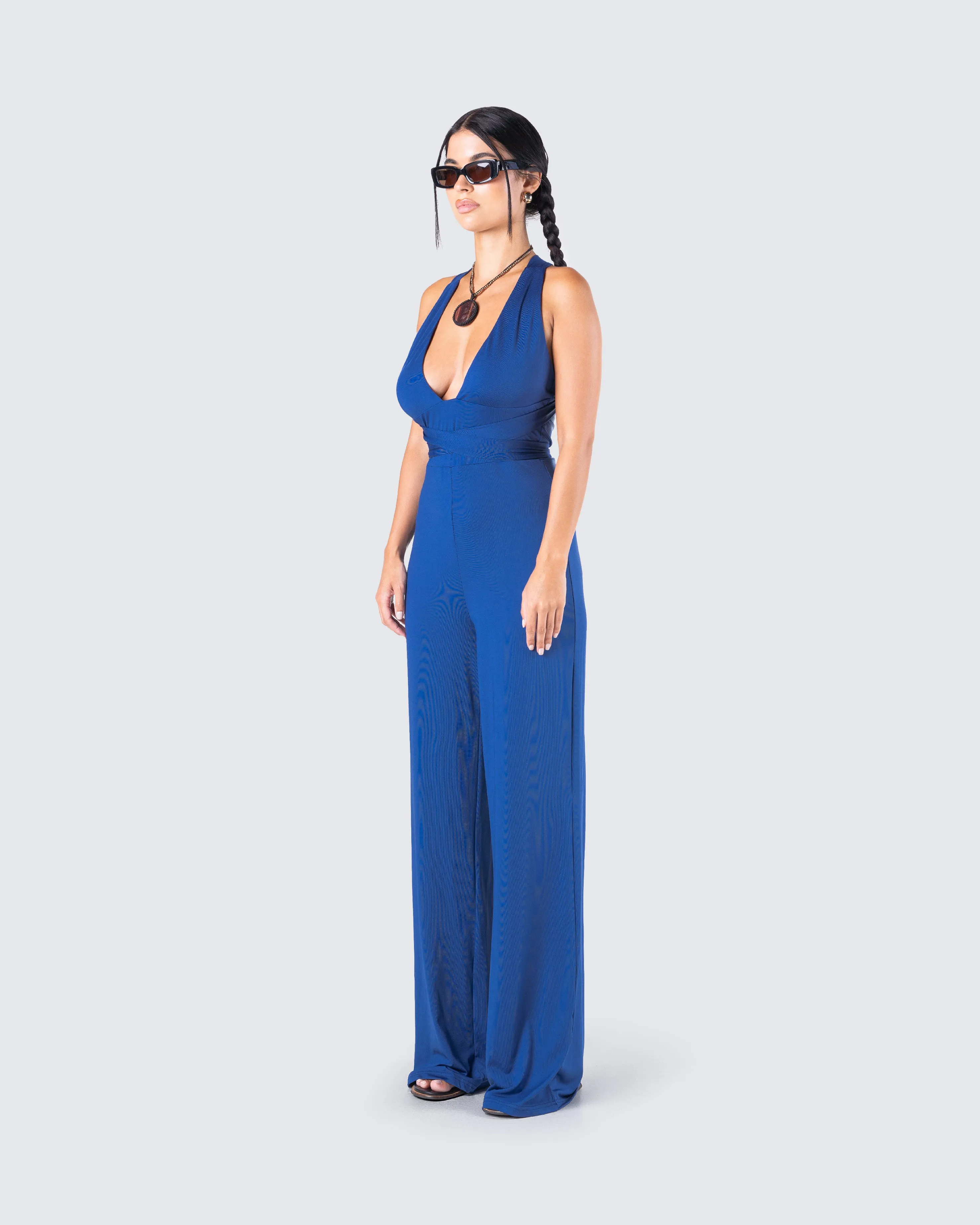 Valentina Blue Halter Jumpsuit sold by Finesse product image thumbnail 5