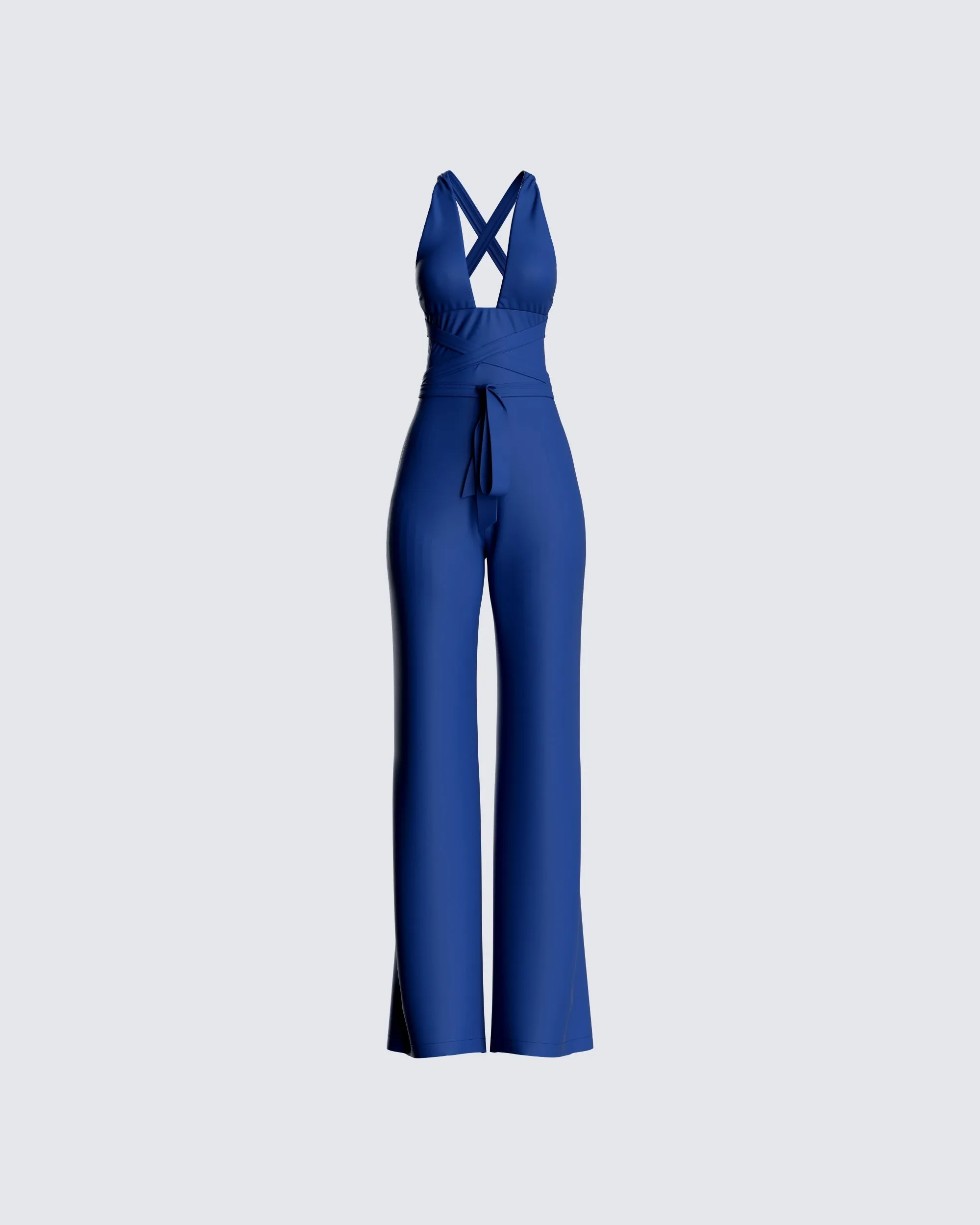 Valentina Blue Halter Jumpsuit sold by Finesse