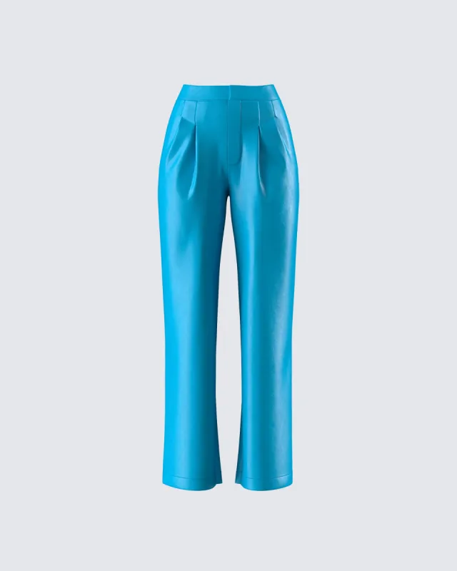 Maz Turquoise Vegan Leather Pant sold by Finesse