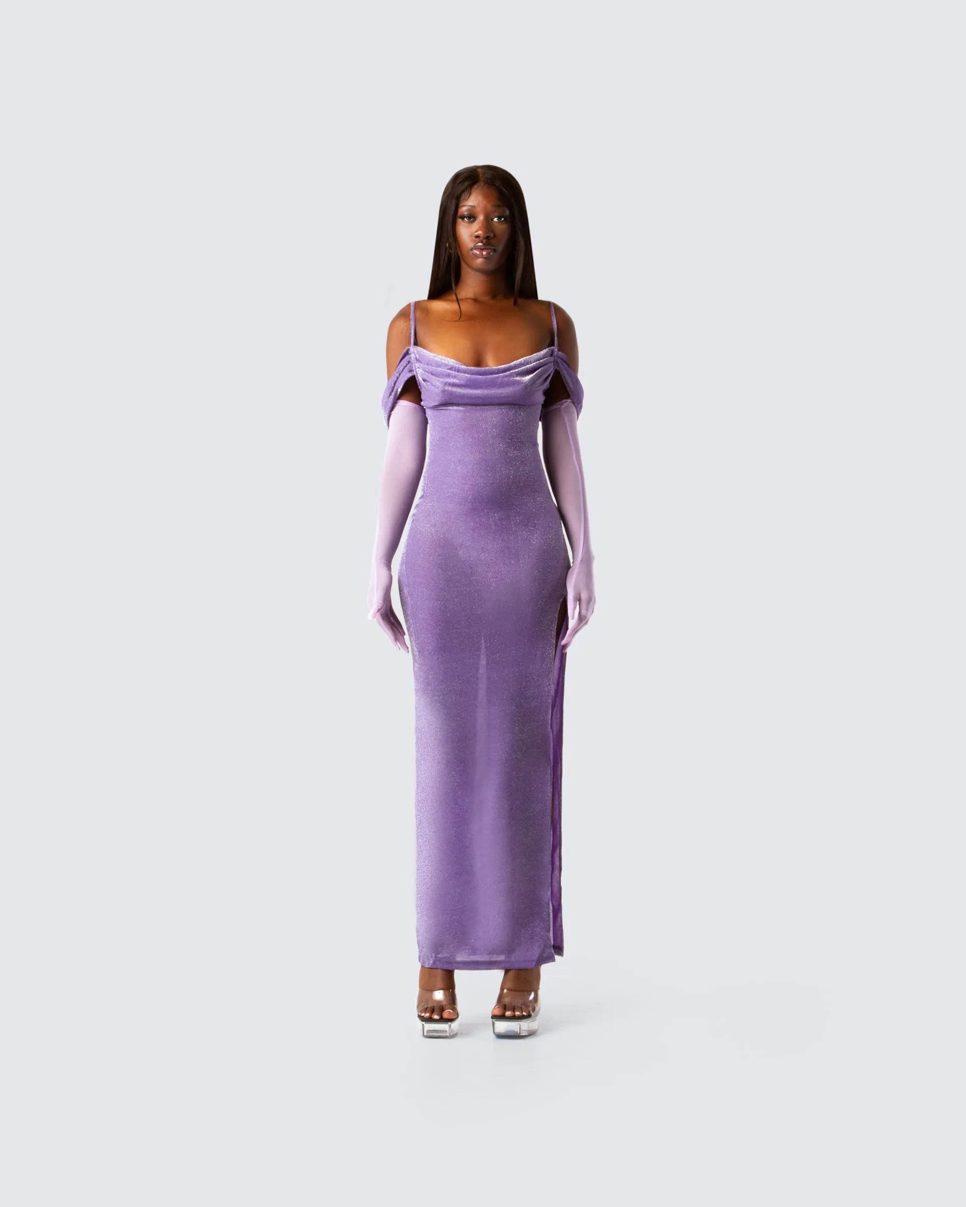 Tessa Purple Maxi Dress & Gloves sold by Finesse product image thumbnail 4