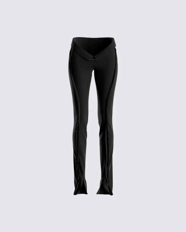 Iva Black Ribbed V Waist Pant sold by Finesse