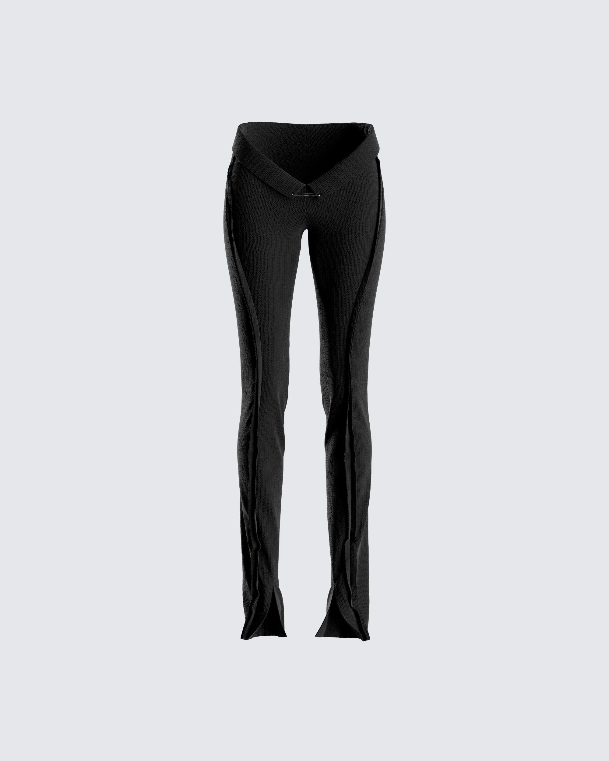 Iva Black Ribbed V Waist Pant sold by Finesse