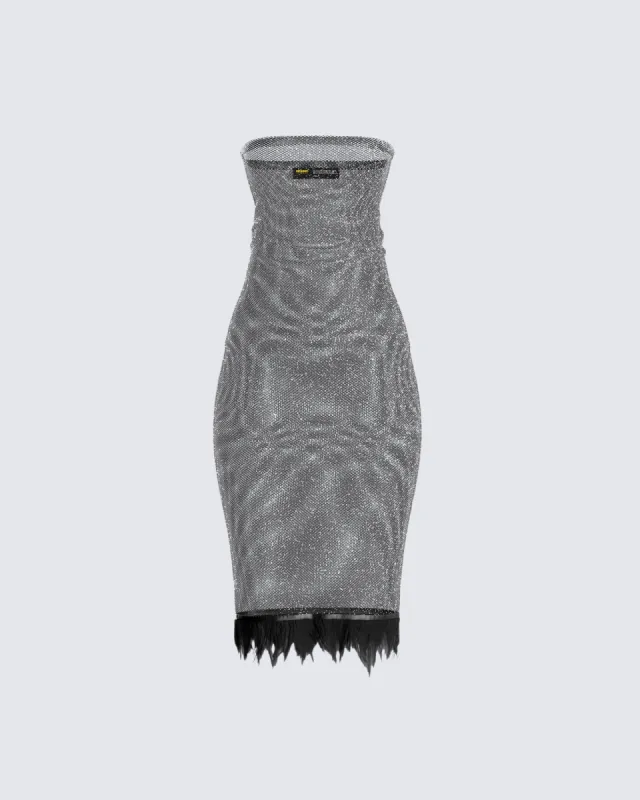 Vicky Black Feather Trim Dress sold by Finesse