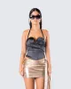 Badu Black Satin Bustier Top sold by Finesse