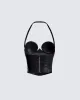 Badu Black Satin Bustier Top sold by Finesse